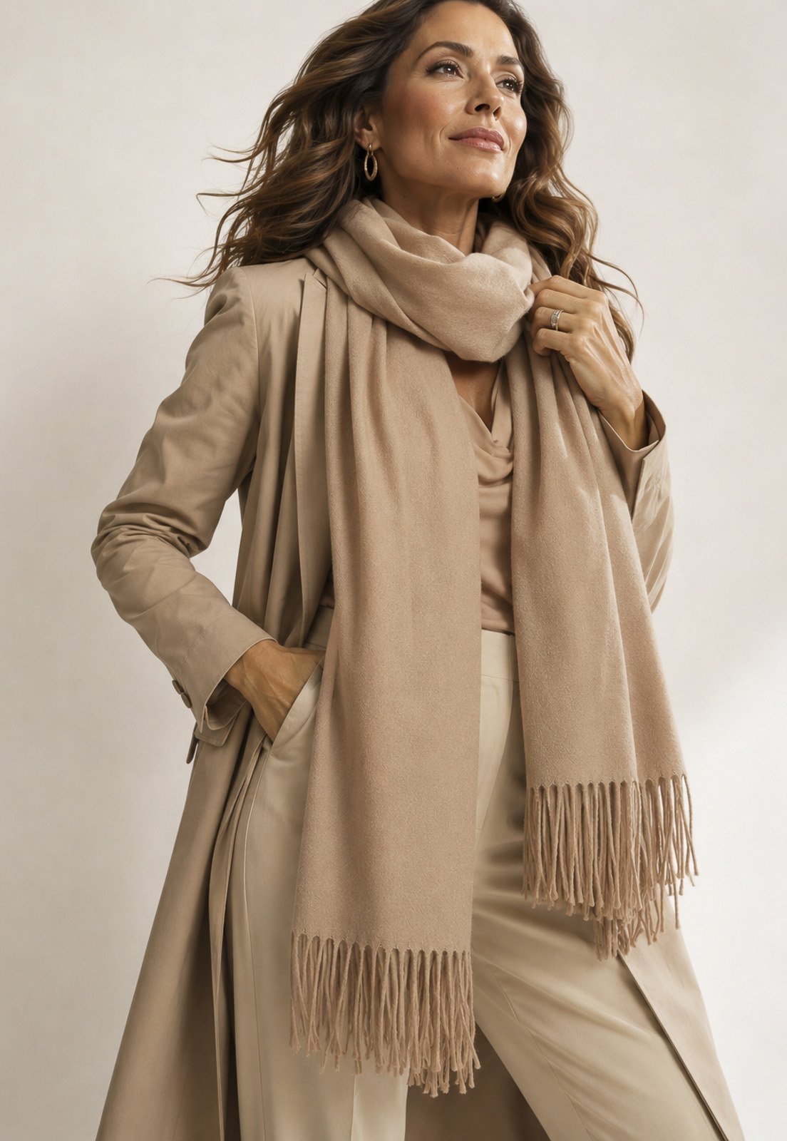 Echarpe Amazonia Vital Lenço Feminino Liso Bege