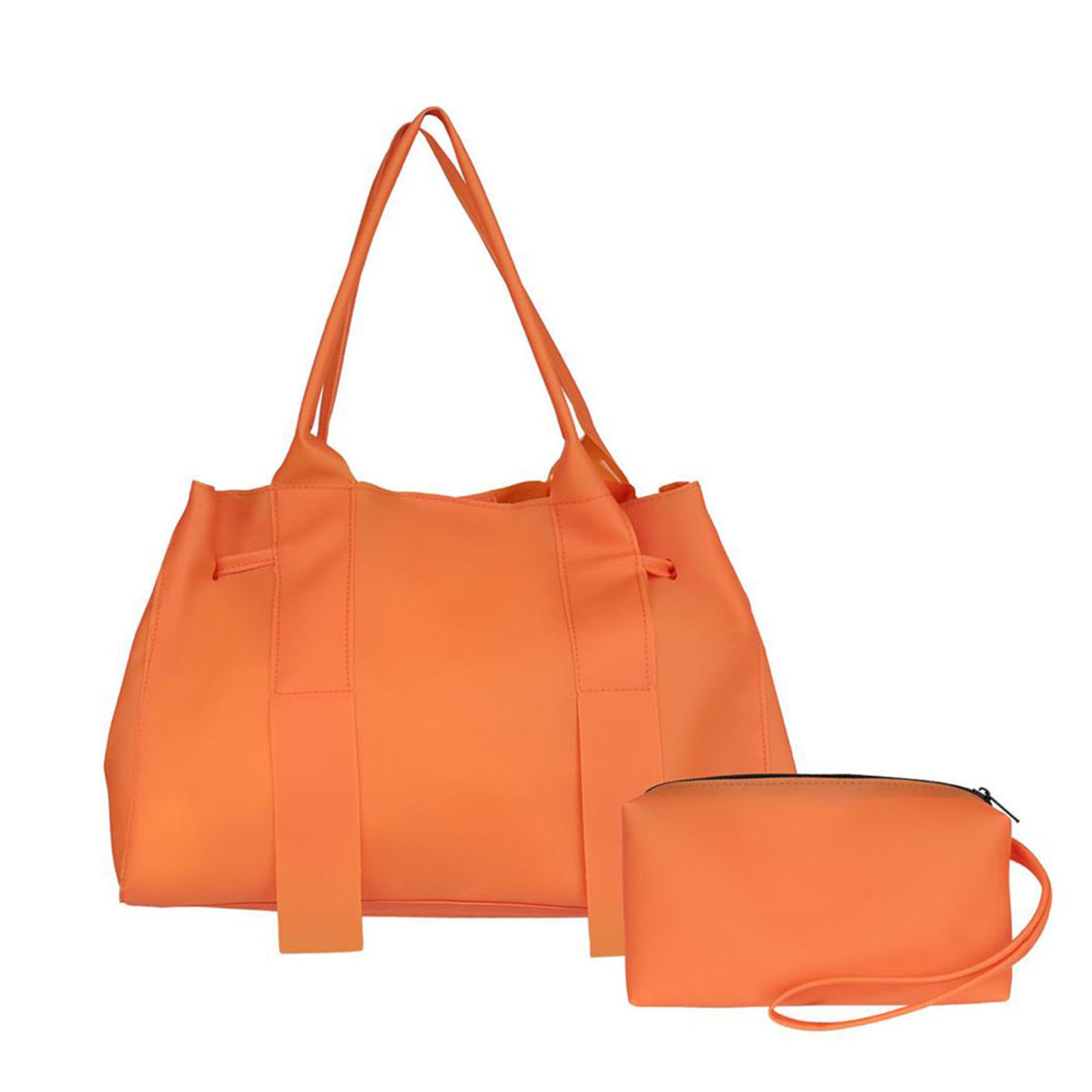 Bolsa Feminina de Praia Silicone Impermeavel Com Necessarie Laranja