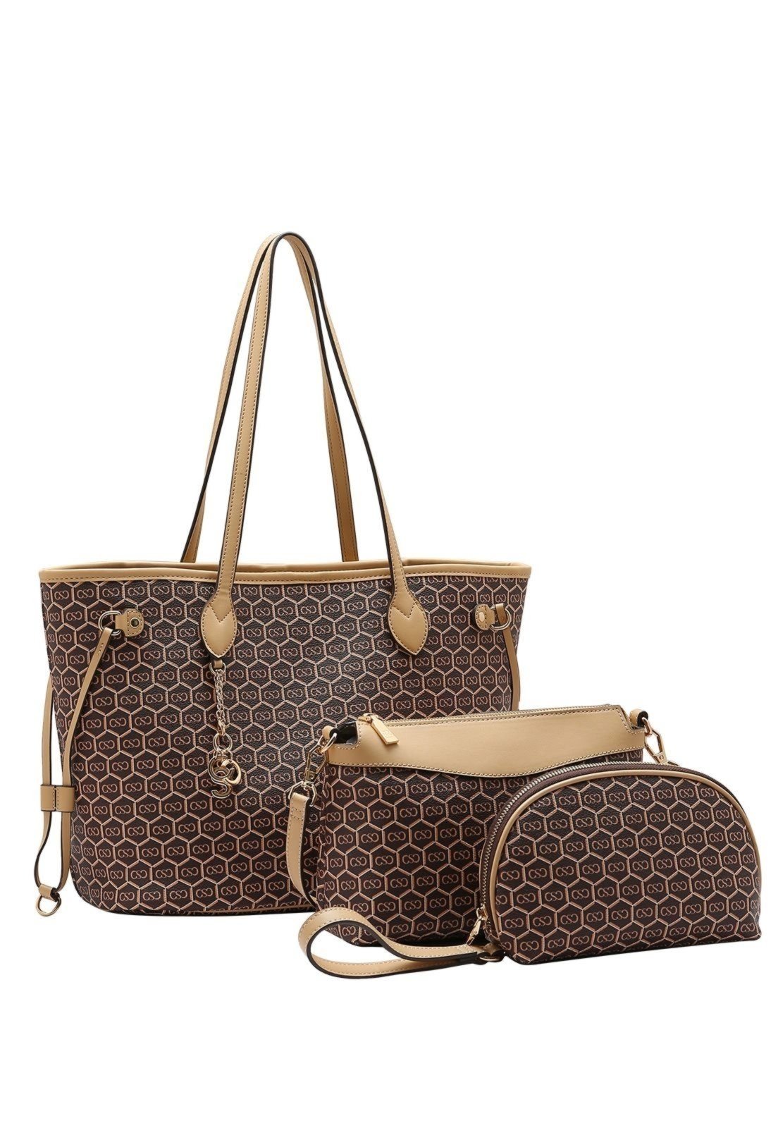 Bolsa Feminina Chenson New Monograma Dupla Face Kit 3 Peças 3485427 Café