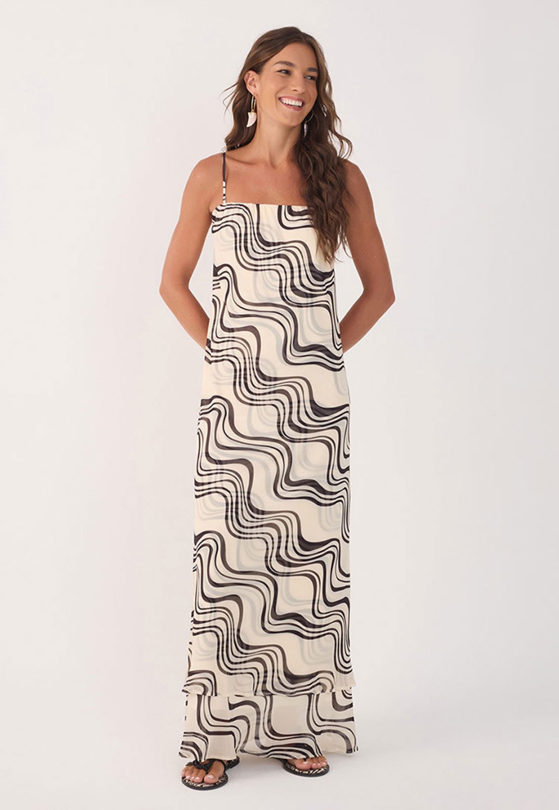 Vestido Tule Dress To Longo Estampado Off-White