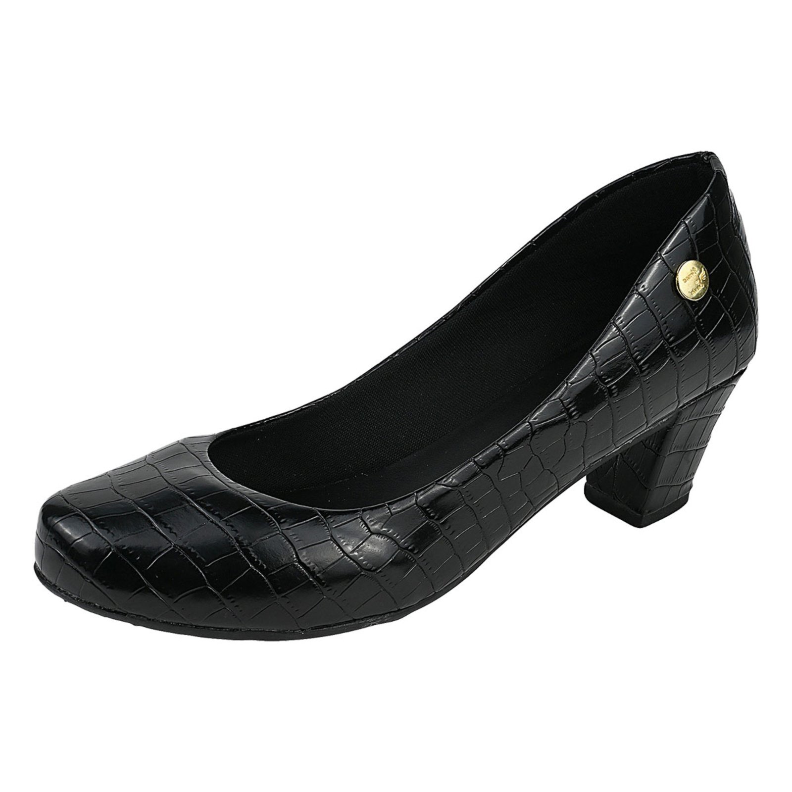 Scarpin Bico Redondo D.S Tamanhos Especiais Croco Preto