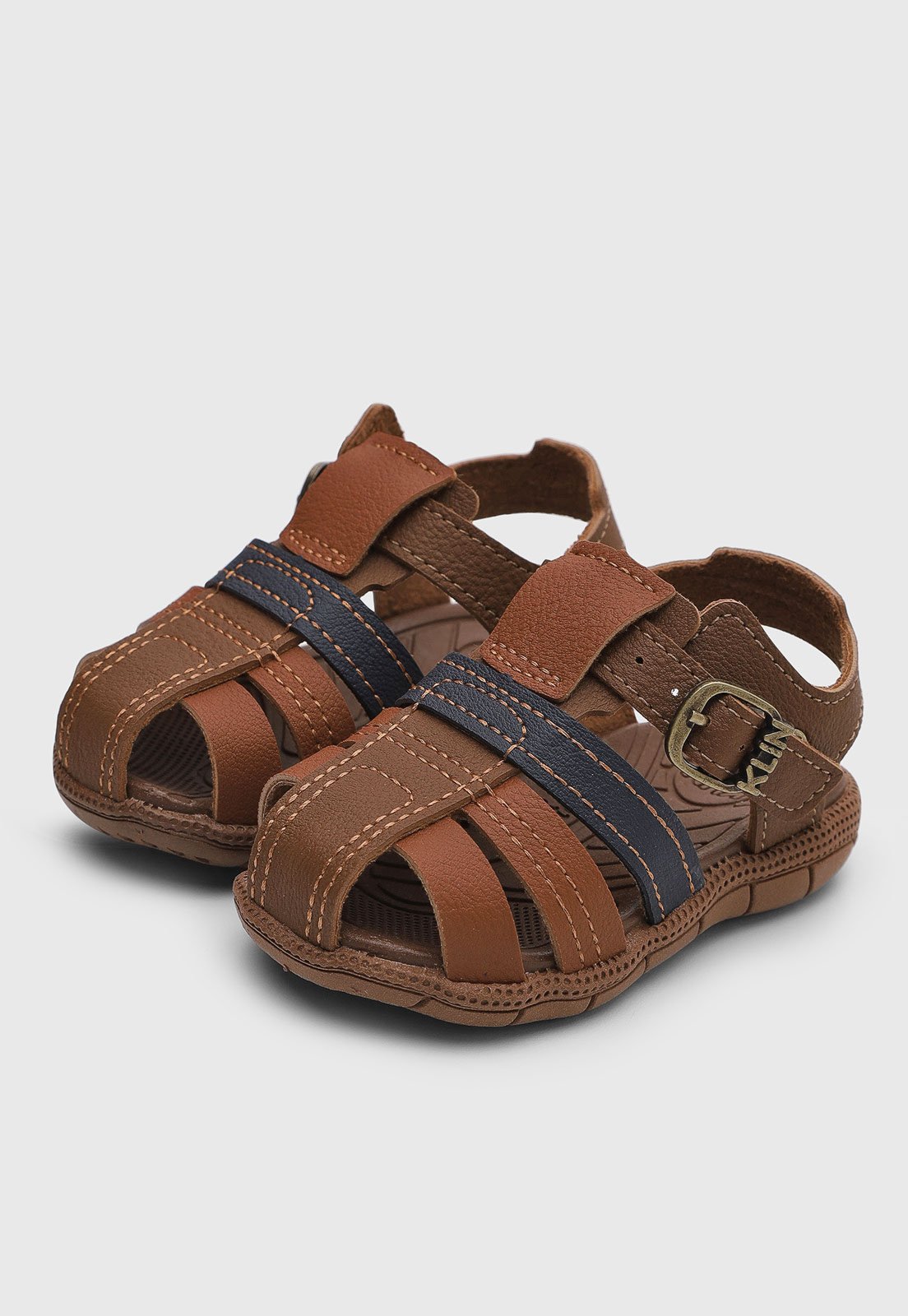 Infantil - Sandália Klin Tic Tac Marrom e Azul Marinho