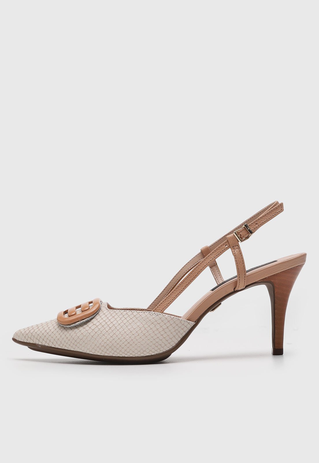Scarpin Feminino Jorge Bischoff Slingback Texturizado Off-White