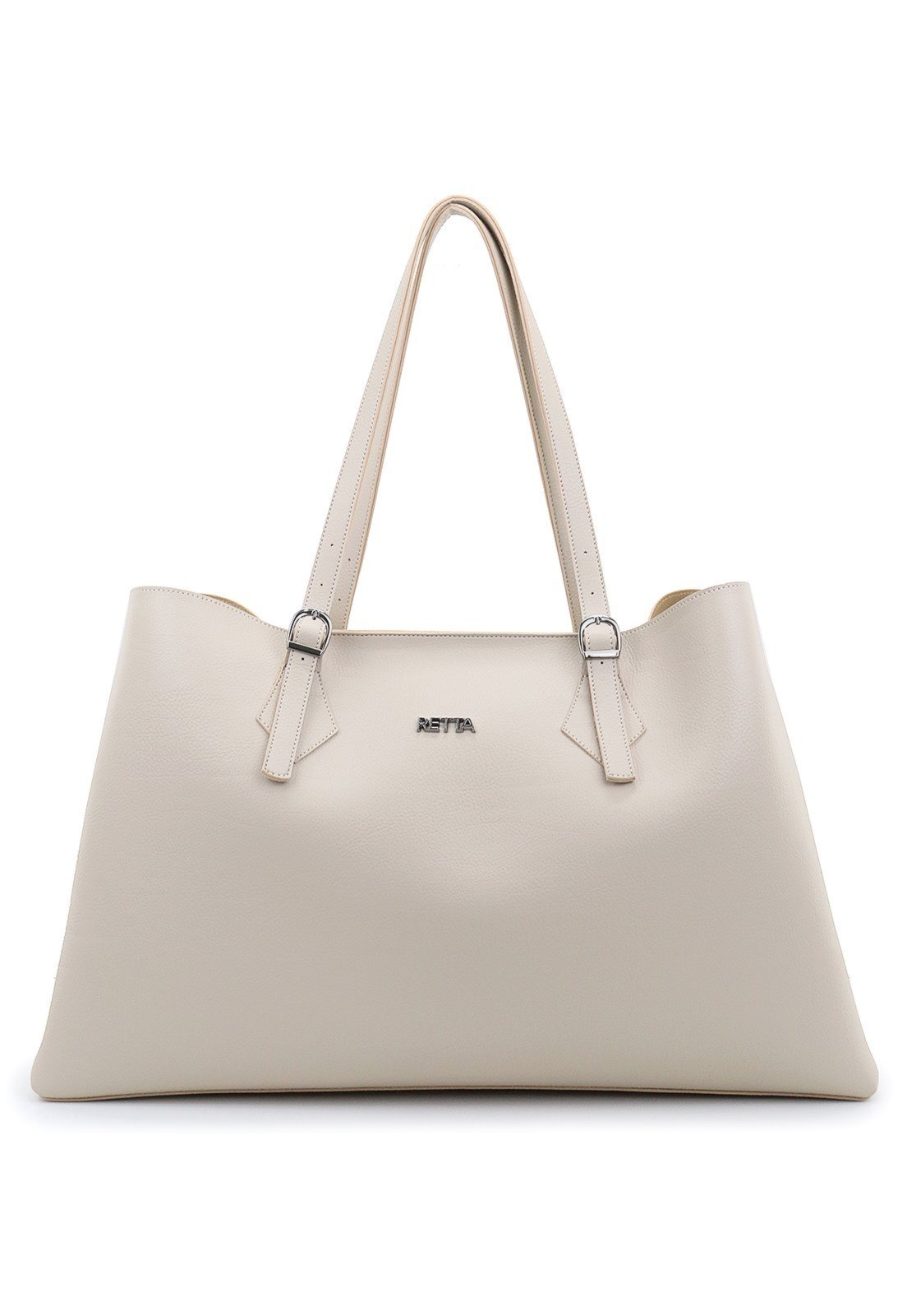 Vista 3 Bolsa Feminina Grande Alça Regulavel de Ombro Espaçosa Retta Oficial Marfim off-white Retta Oficial off-white