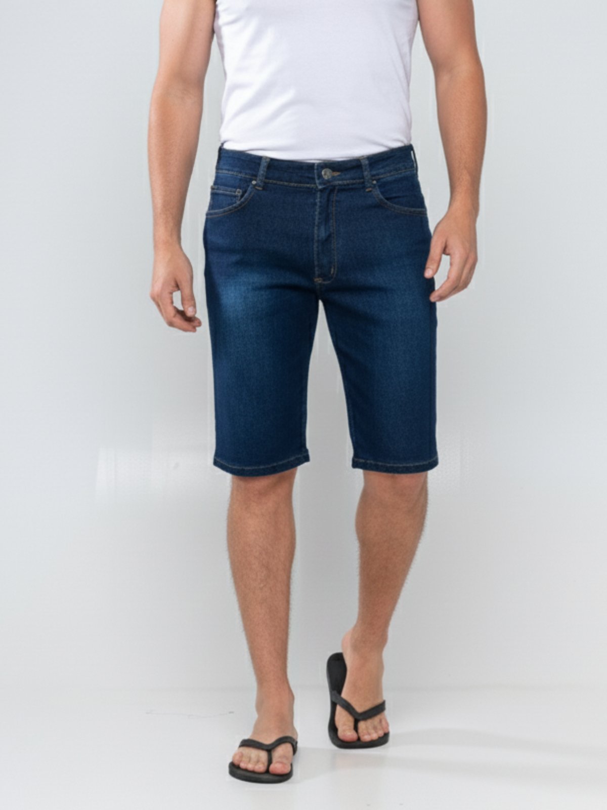 Bermuda Jeans Masculina Kovali Escura Confortável para o Dia a Dia