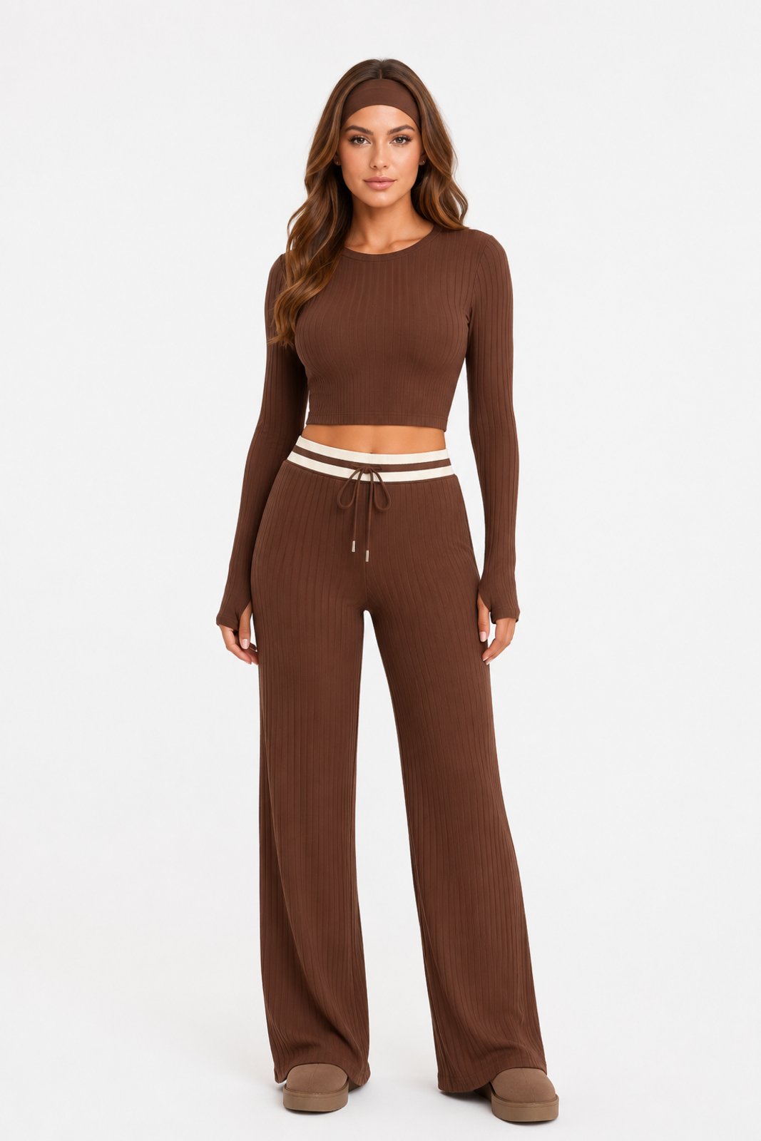 Conjunto Feminino D Bell Outlet Fashion Listra Marrom