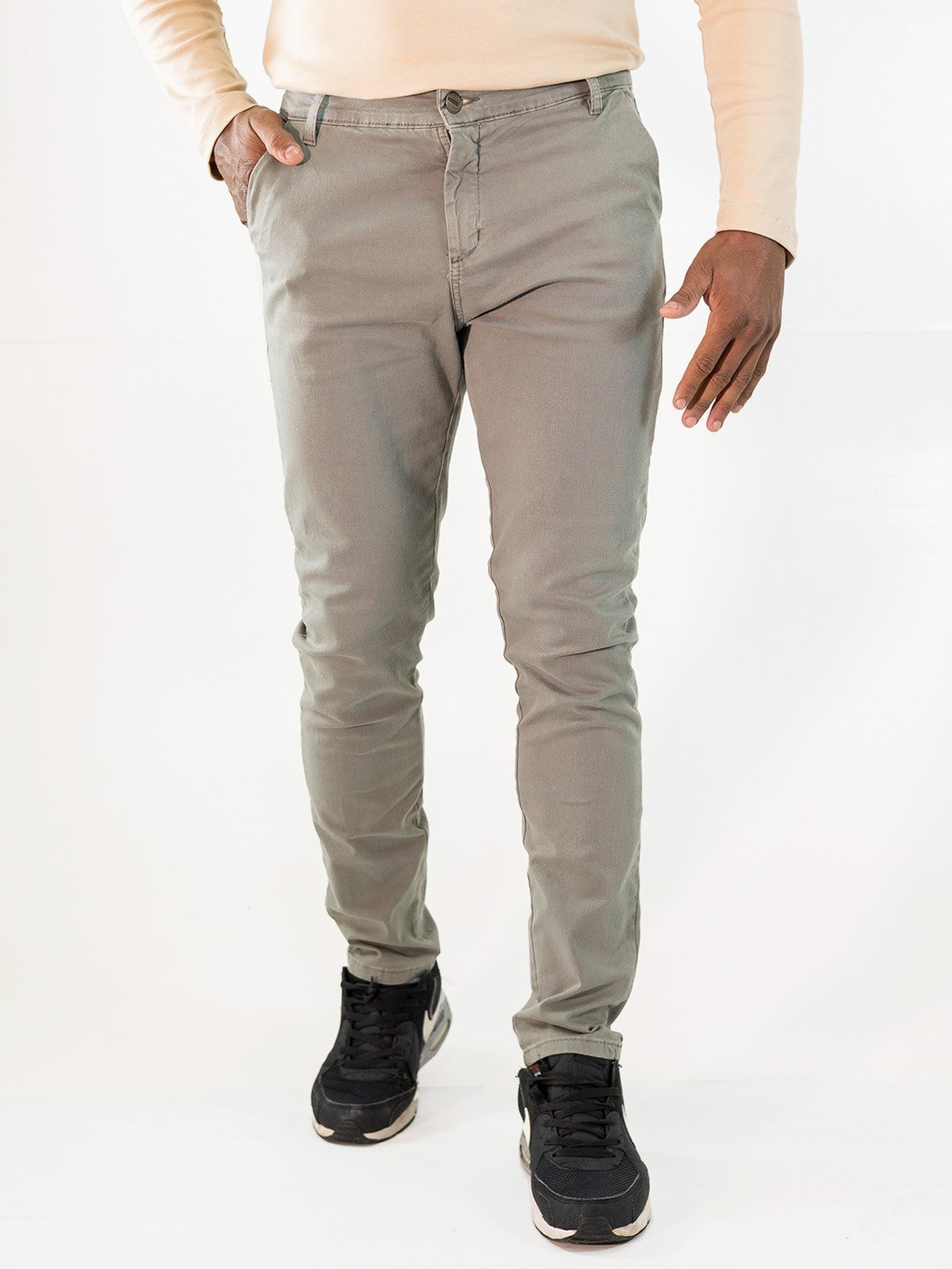 Calça Masculina Skinny Sarja Clássica Tons Neutros Anticorpus