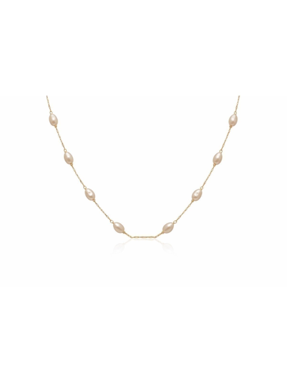 Gargantilha Perolas oval Banhada a Ouro 18k