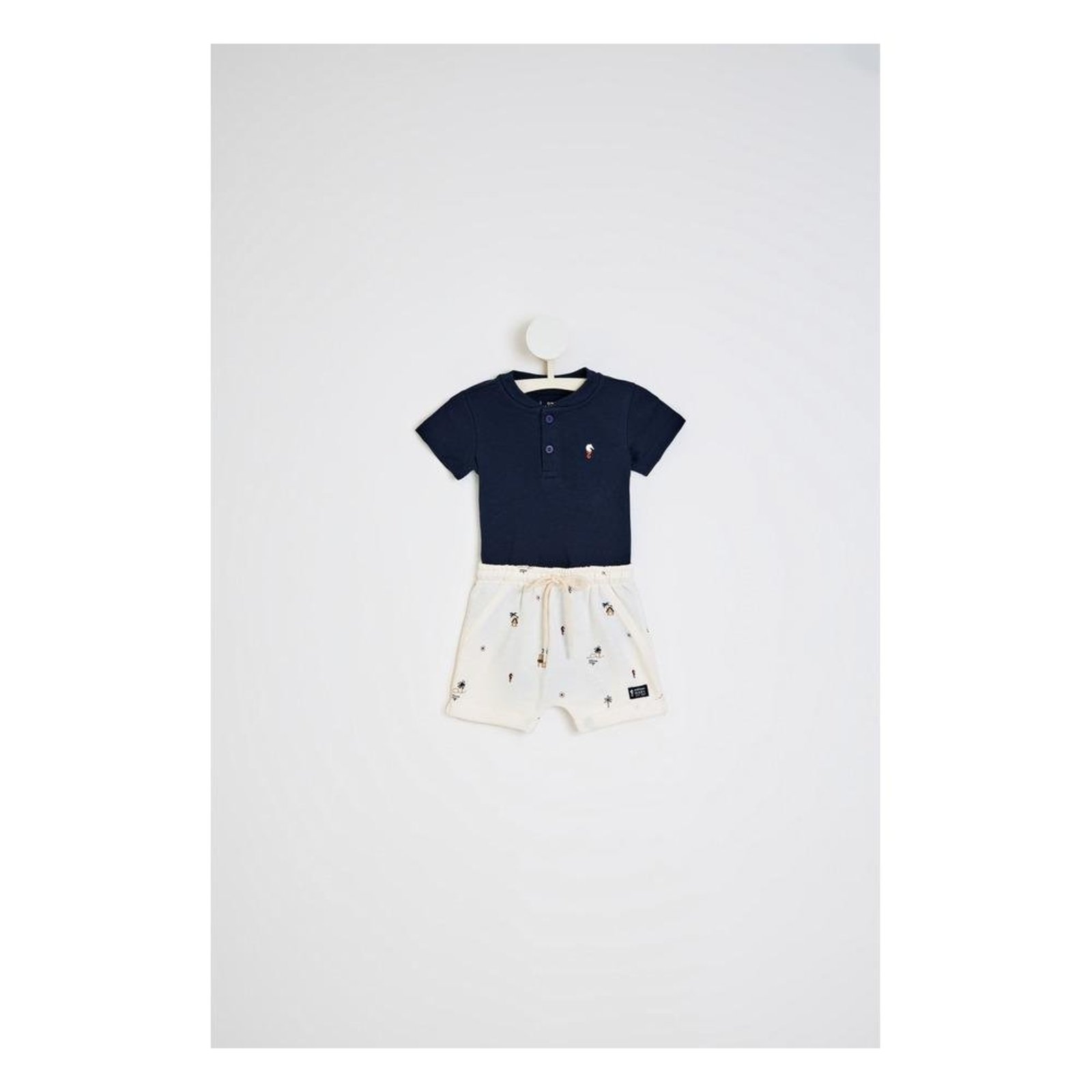Infantil - Conjunto Body Polo Shorts Onda Marinha Azul G Azul
