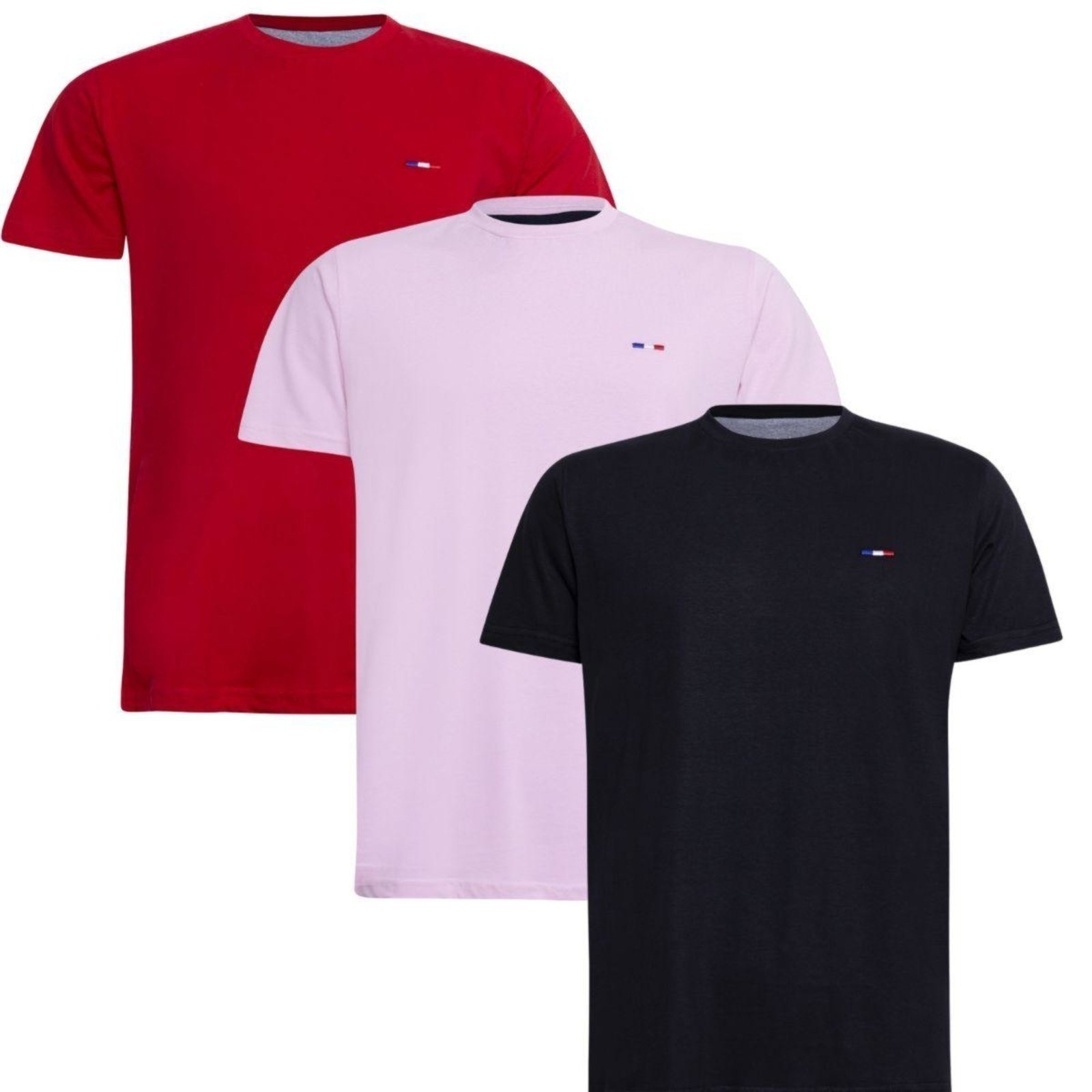 Kit 3 peças Camiseta Industrie Básica Bordada França Tommi Algodão Premium Masculina