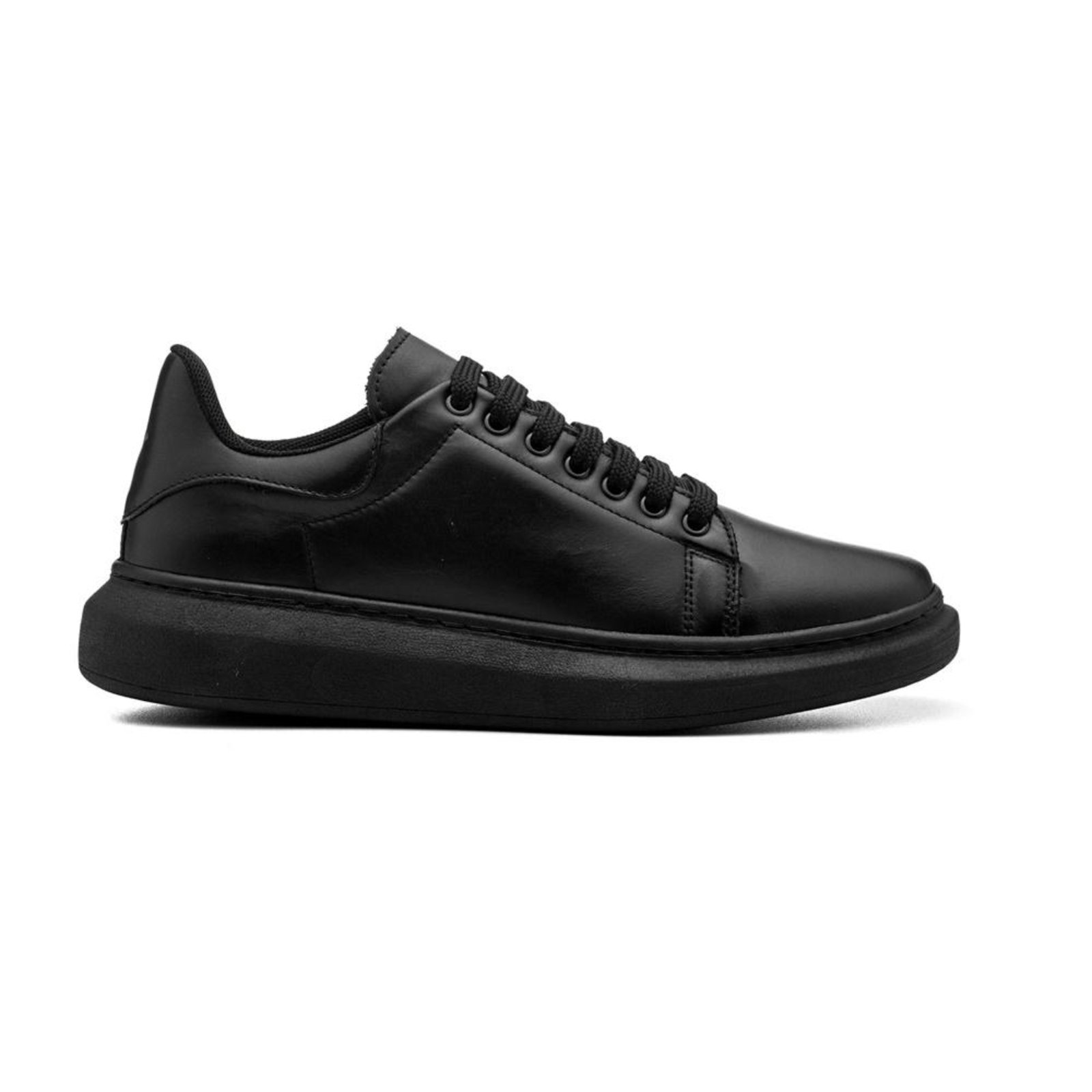 Tênis Masculino Couro Cadarço Confortável Moderno Casual Branco 42 Preto