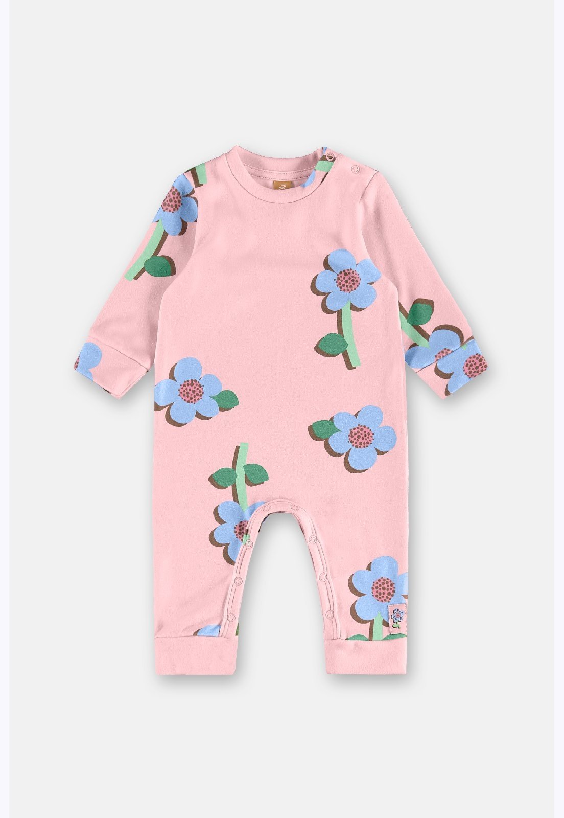 Infantil - Macacão Estampa Flores Up Baby Marrom