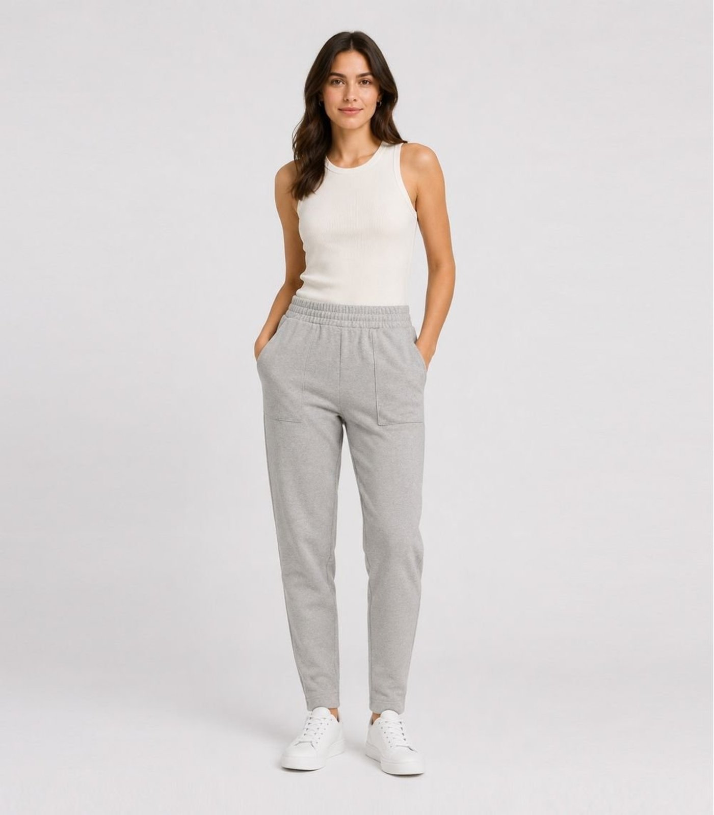Calça Feminina Em Moletom Com Bolso Infinita Cor Cinza