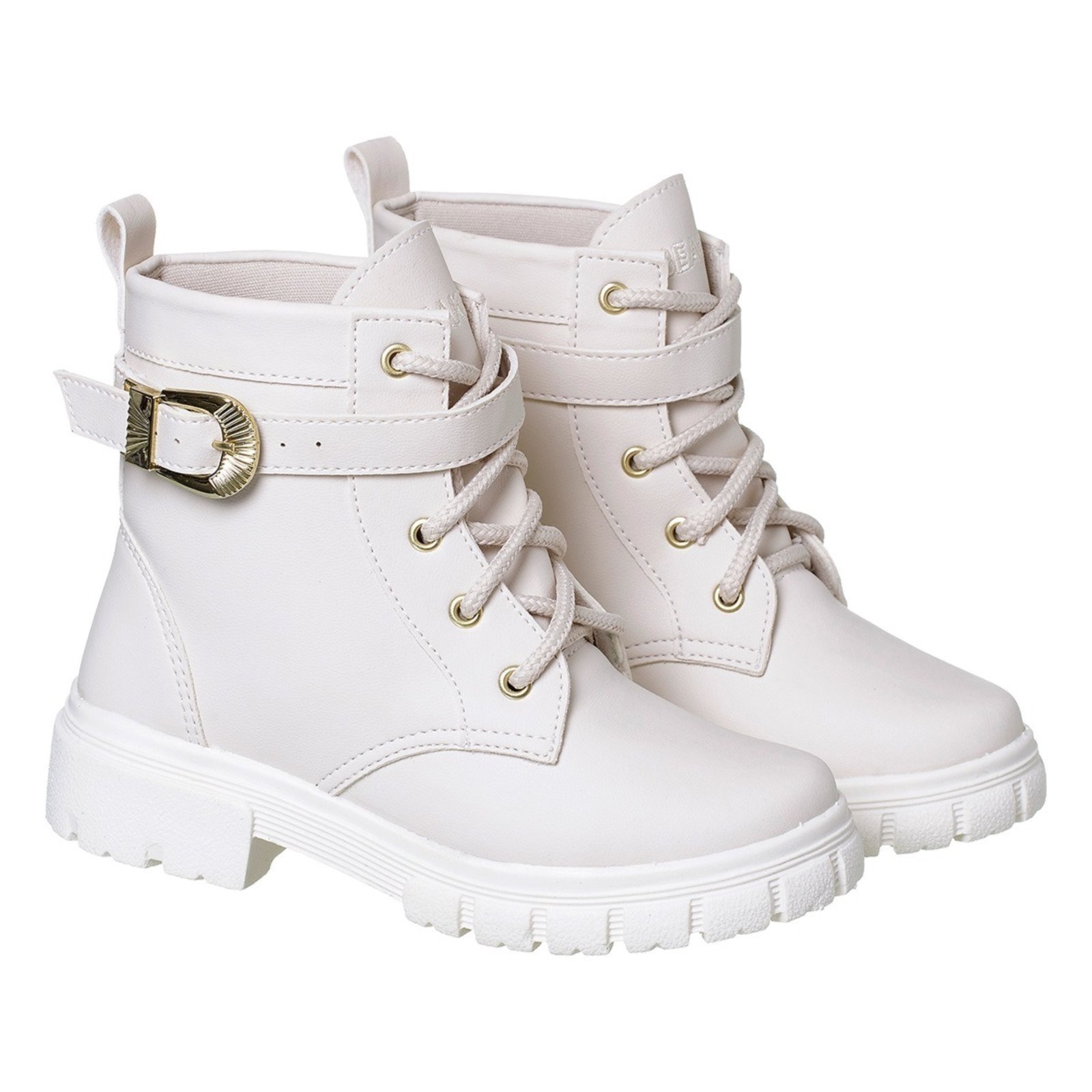 Infantil - Coturno Beakid Bota Menina Off White com Fivela