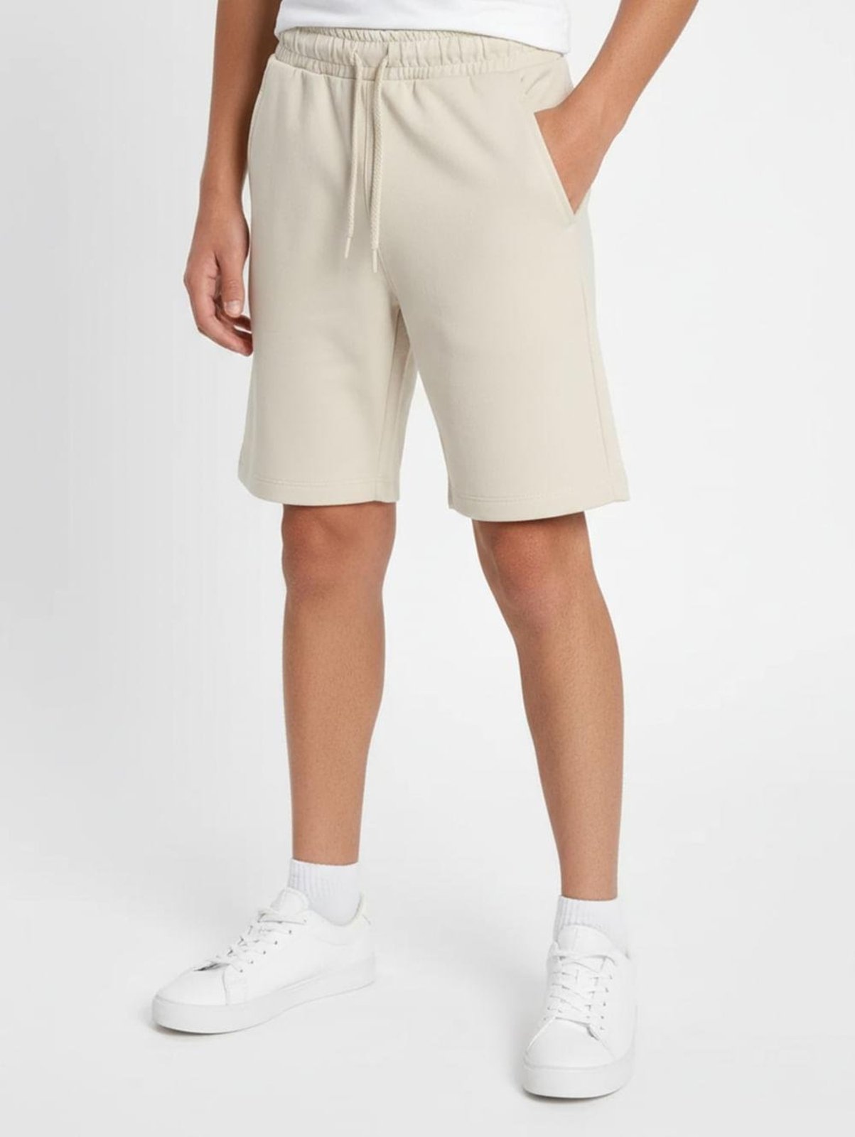 Infantil - Bermuda Malha Juvenil Para Menino - OFF WHITE