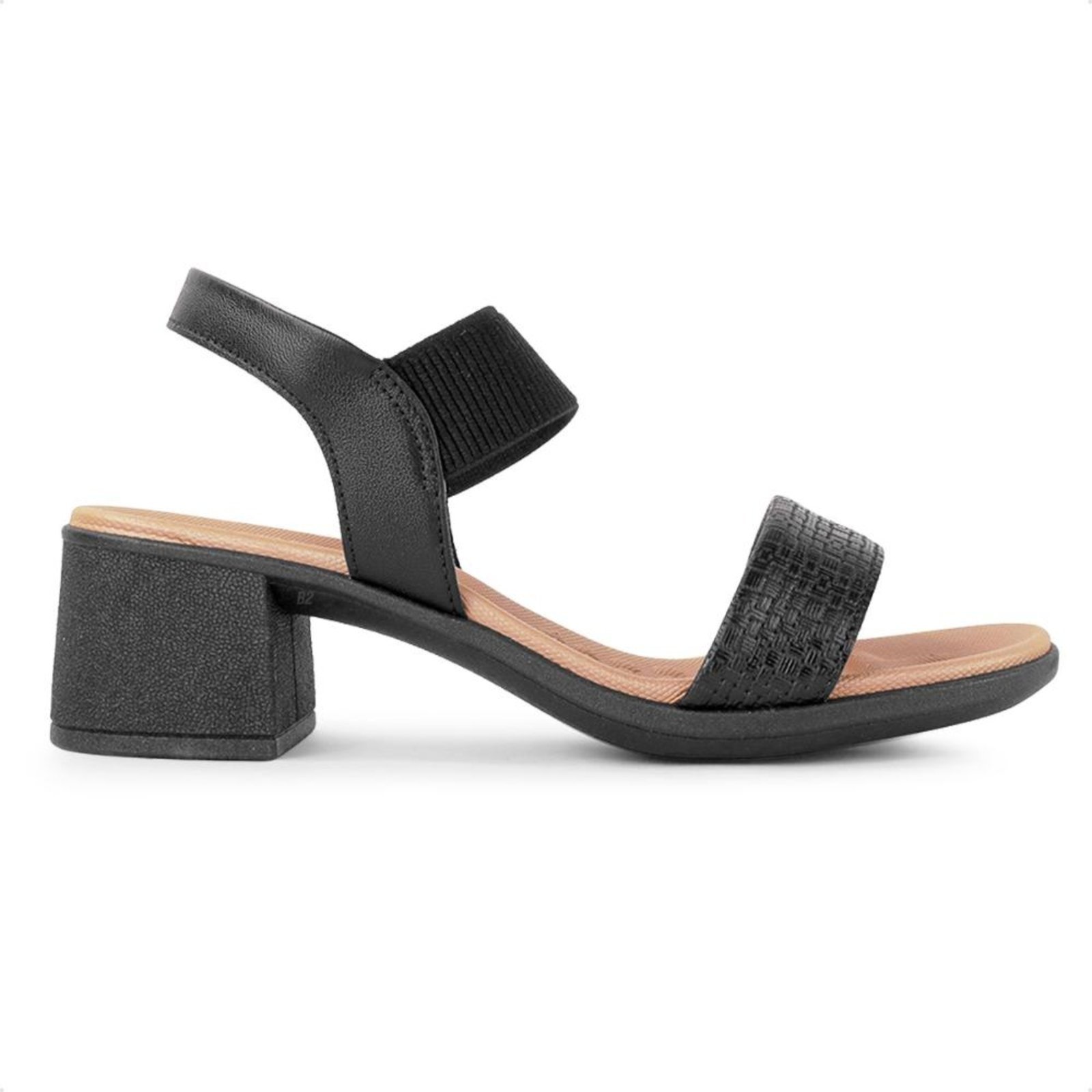 Sandália Usaflex Elastic Salto Bloco Feminina Preto