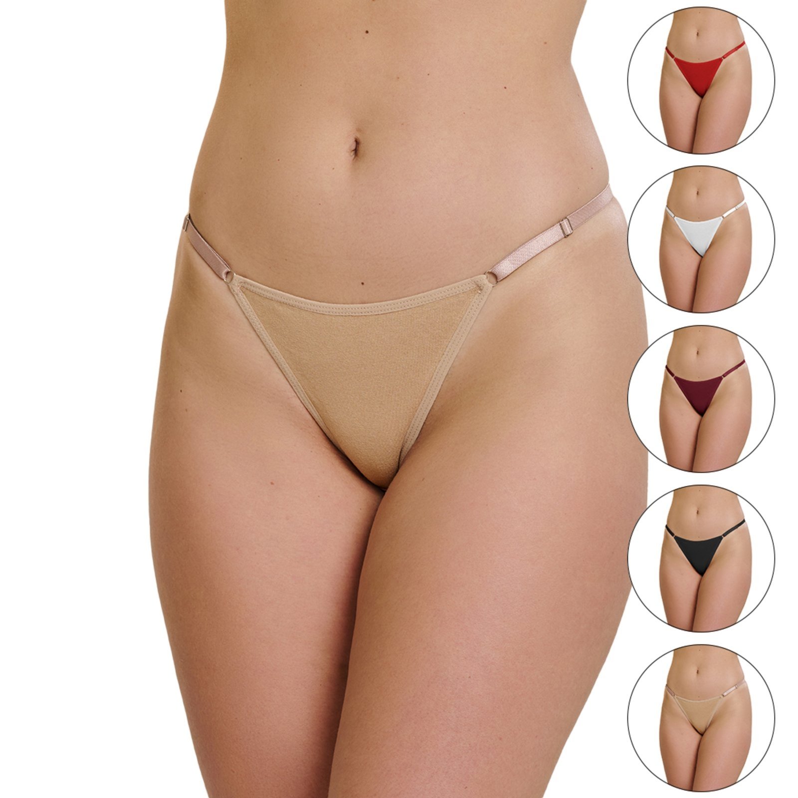 Kit 6 Tangas Gabi Lingerie de Algodão Conforto Moda Sexy Fio Duplo Lingerie Feminina com Regulagem Multicolorido