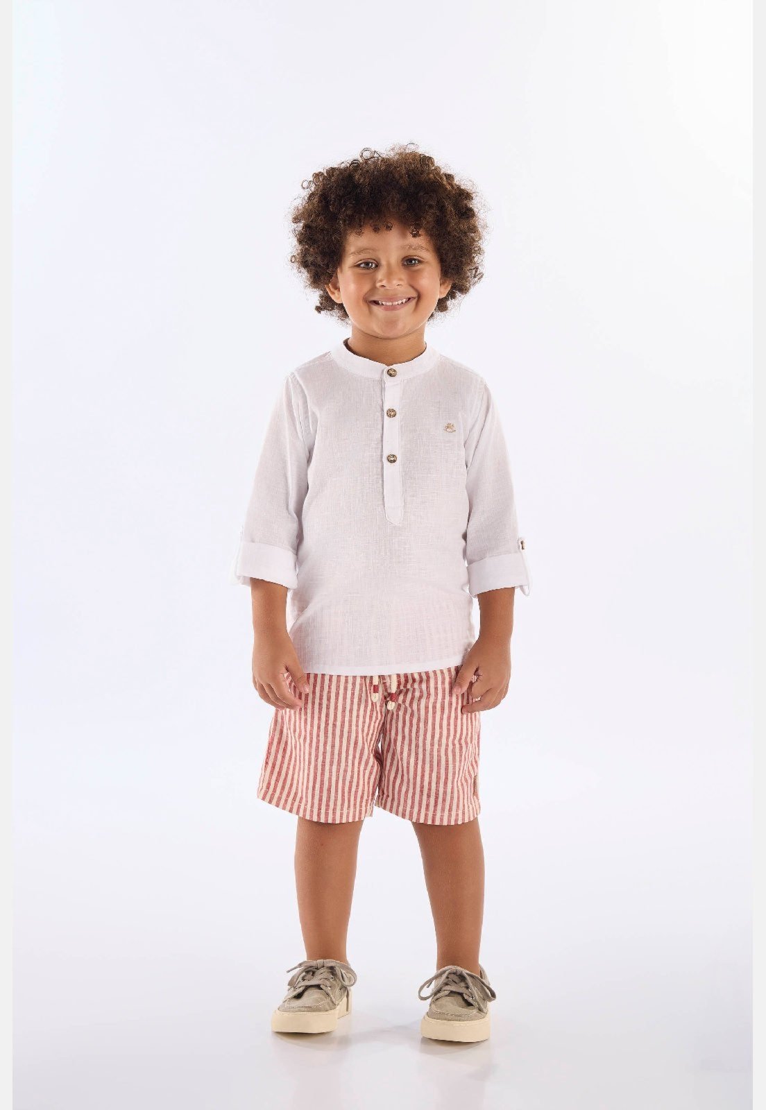 Vista 2 Infantil - Bermuda Listrada Up Baby vermelho Up Baby vermelho