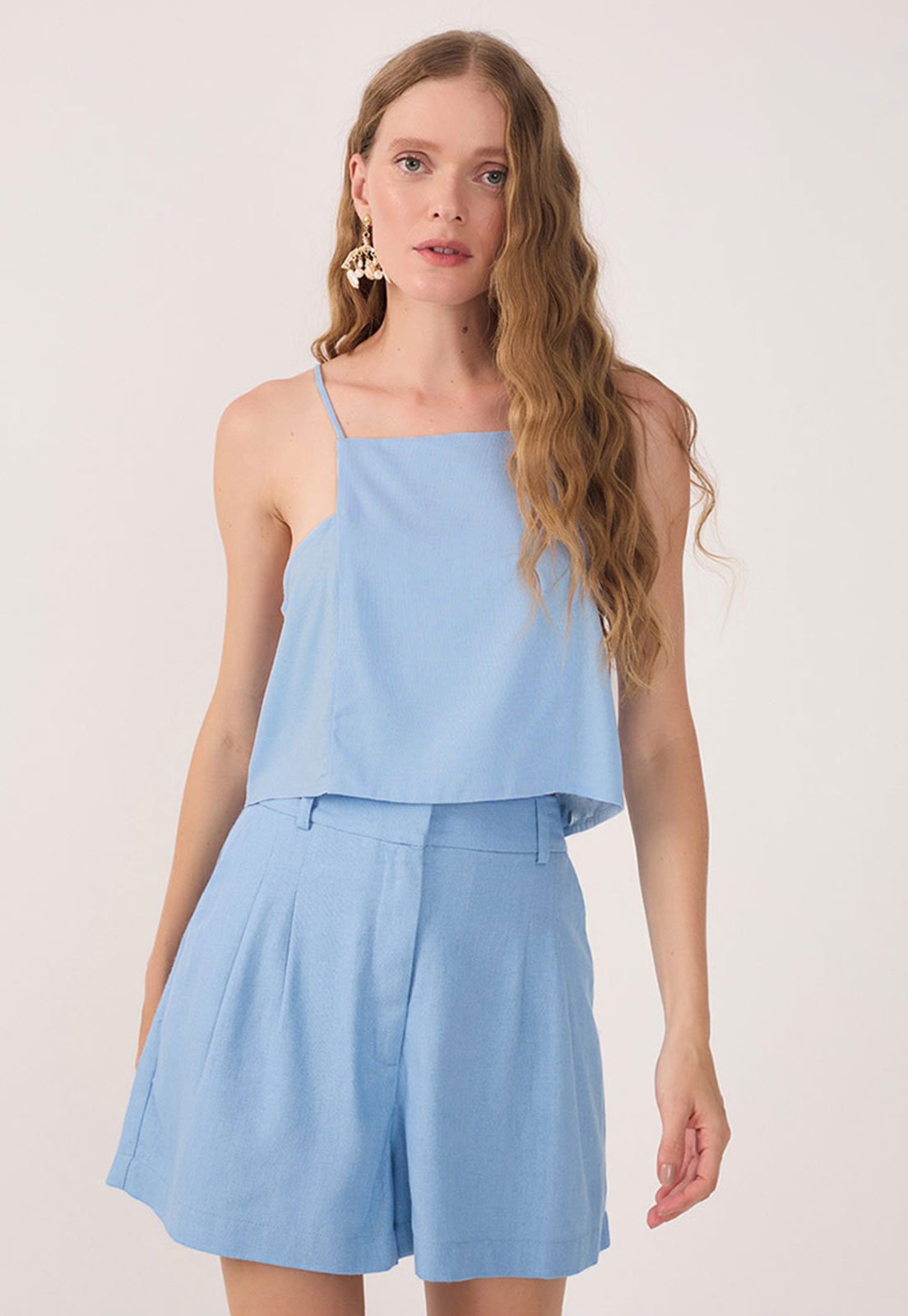 Regata Cropped Dress To Reta Recorte Lateral Azul