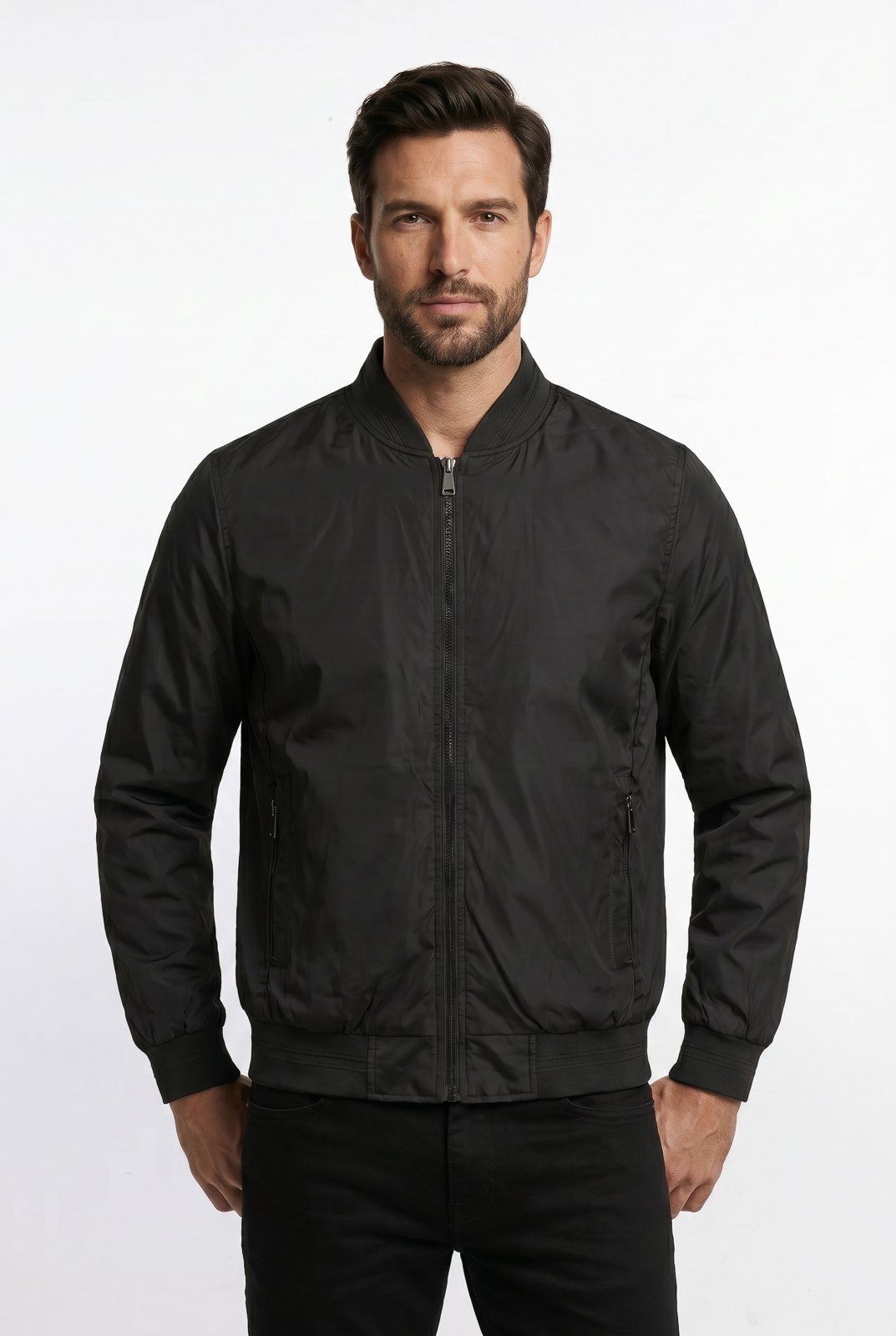 Jaqueta masculina nylon resinada dupla face 69415 - Preto/Cinza