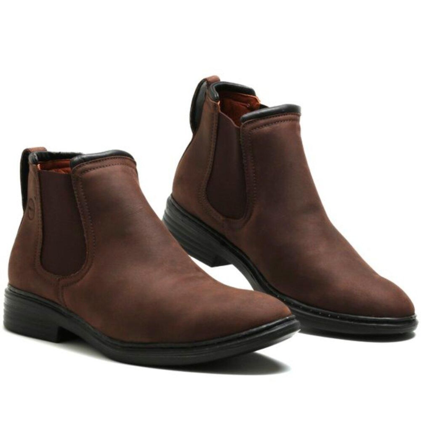 Bota Couro Chelsea Look Stock Confort Lançamento Exclusivo Café