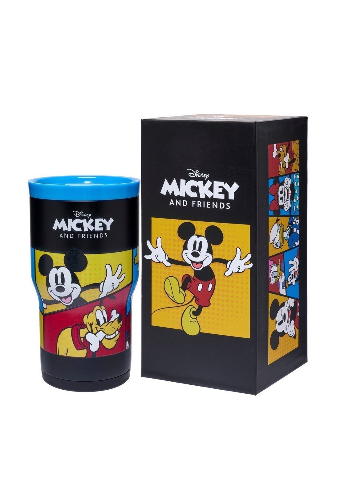Infantil - Copo Térmico Mickey Mouse 532ML Inox Resistente com Canudo - Bebidas Quentes ou Frias Original Disney