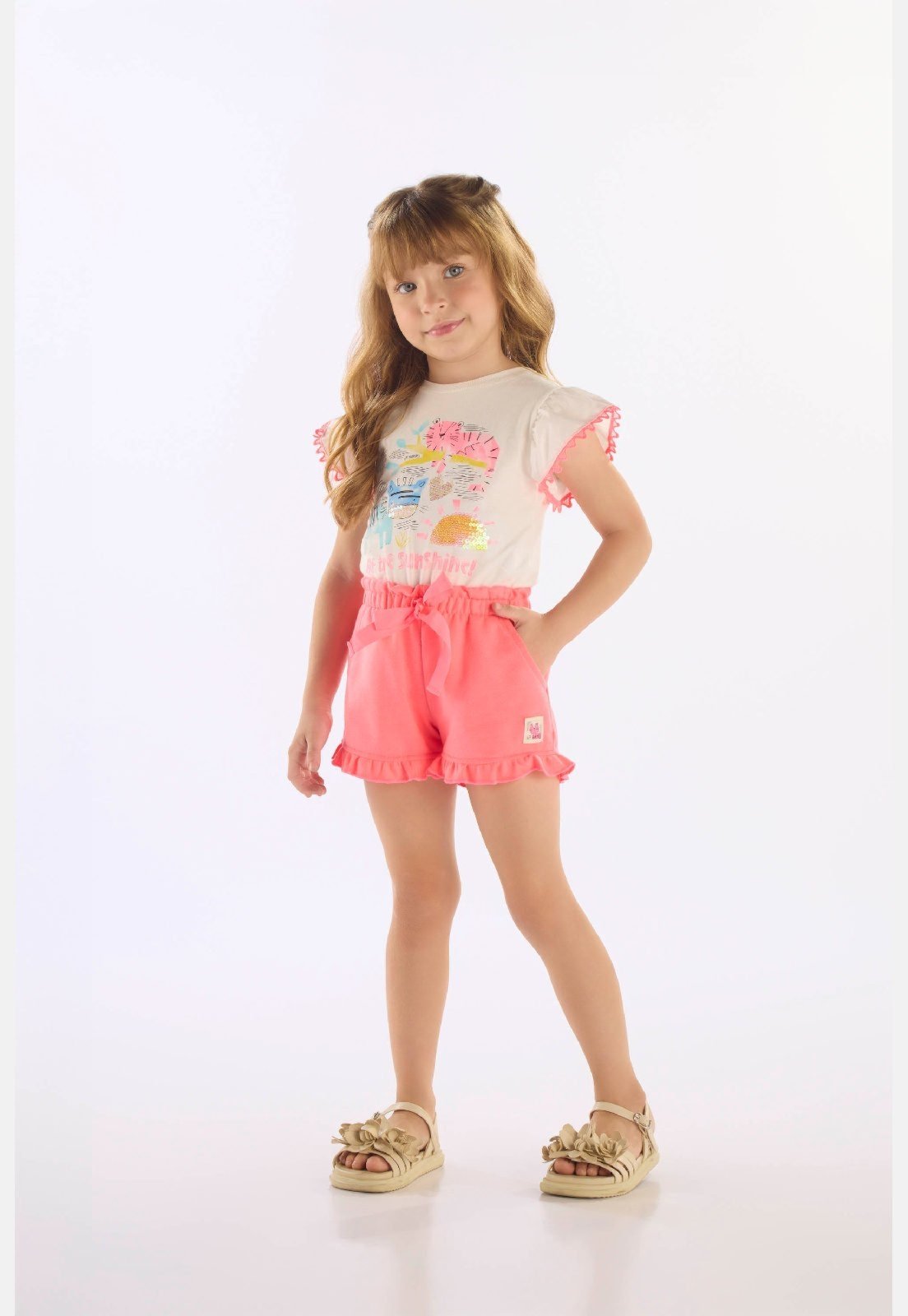 Vista 2 Infantil - Conjunto Luz do Sol para Menina Up Baby branco Up Baby branco