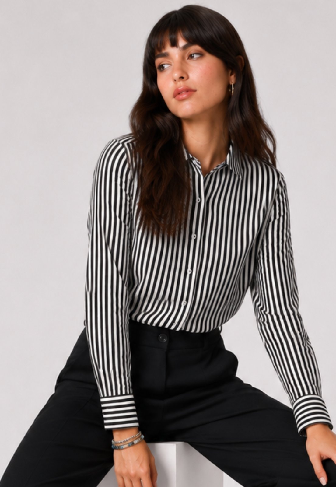 Camisão Listrado Manga Longa Salvatore Preto