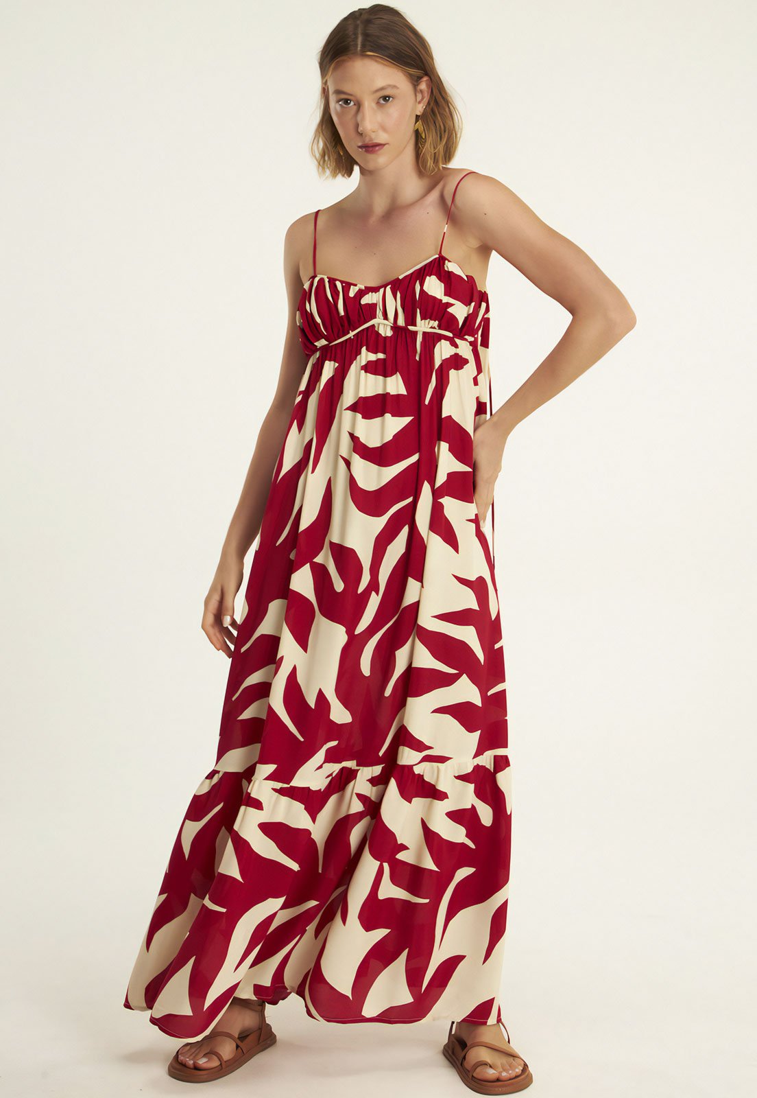 Vestido Cantão Longo Alcinha Labareda Vermelho