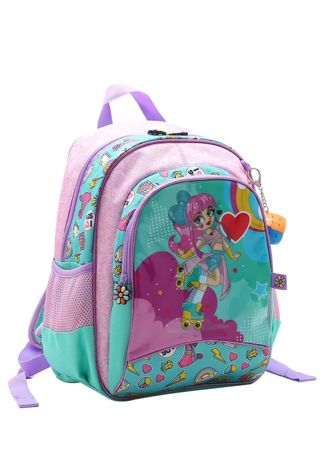 Mochila Escolar Estampa Menina Patins