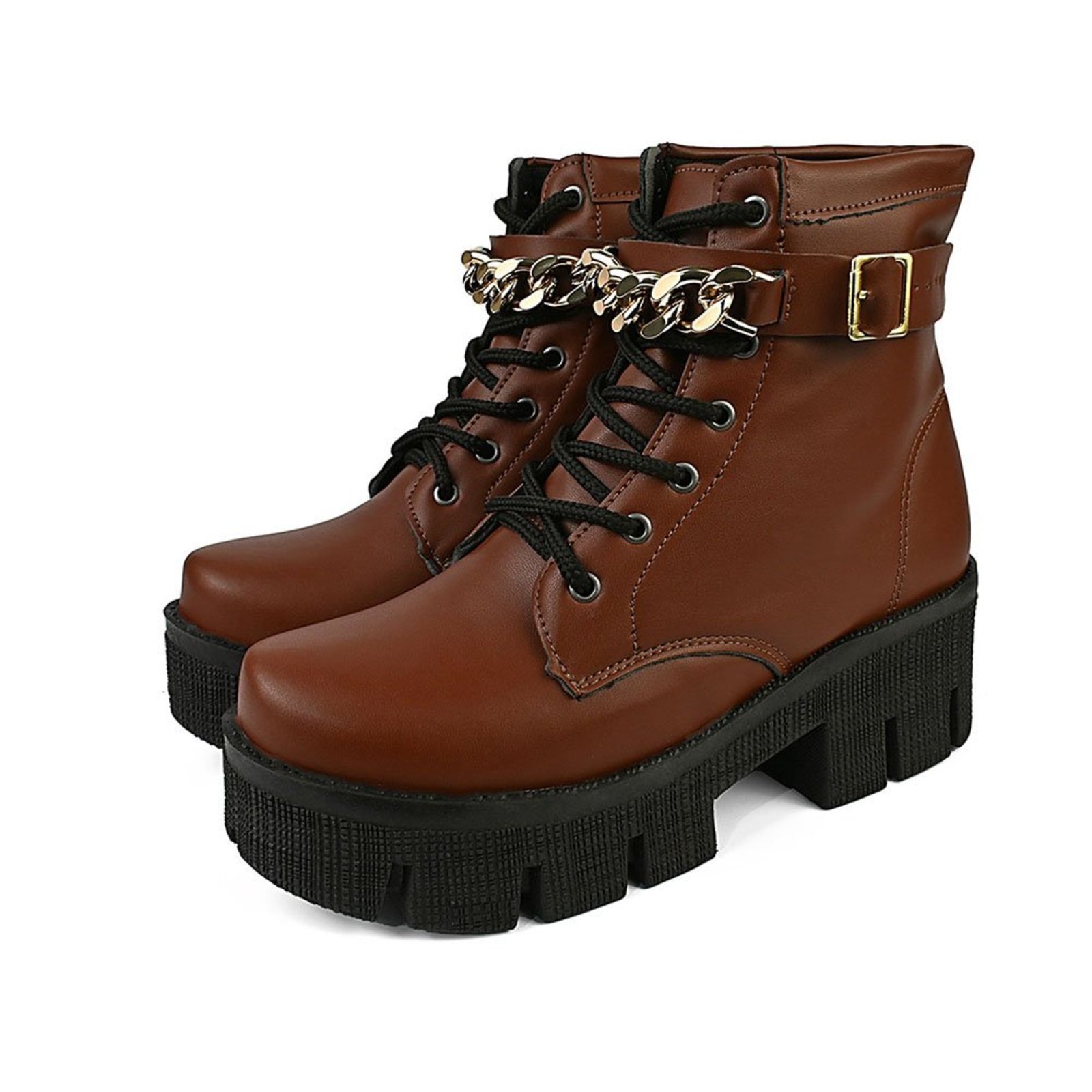 Coturno Feminino Donatella Shoes Confort com Corrente Terra