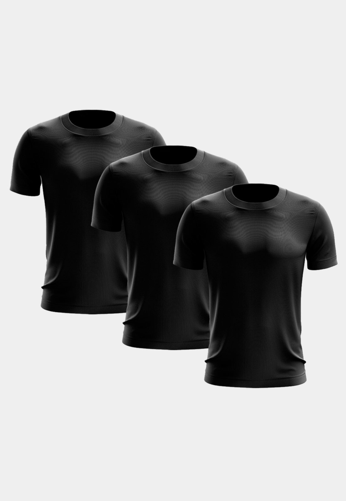Kit 3 Camisetas Masculina Manga Curta Dry Fit Básica Lisa Proteção Solar UV Térmica Blusa Academia Esporte Camisa Preto