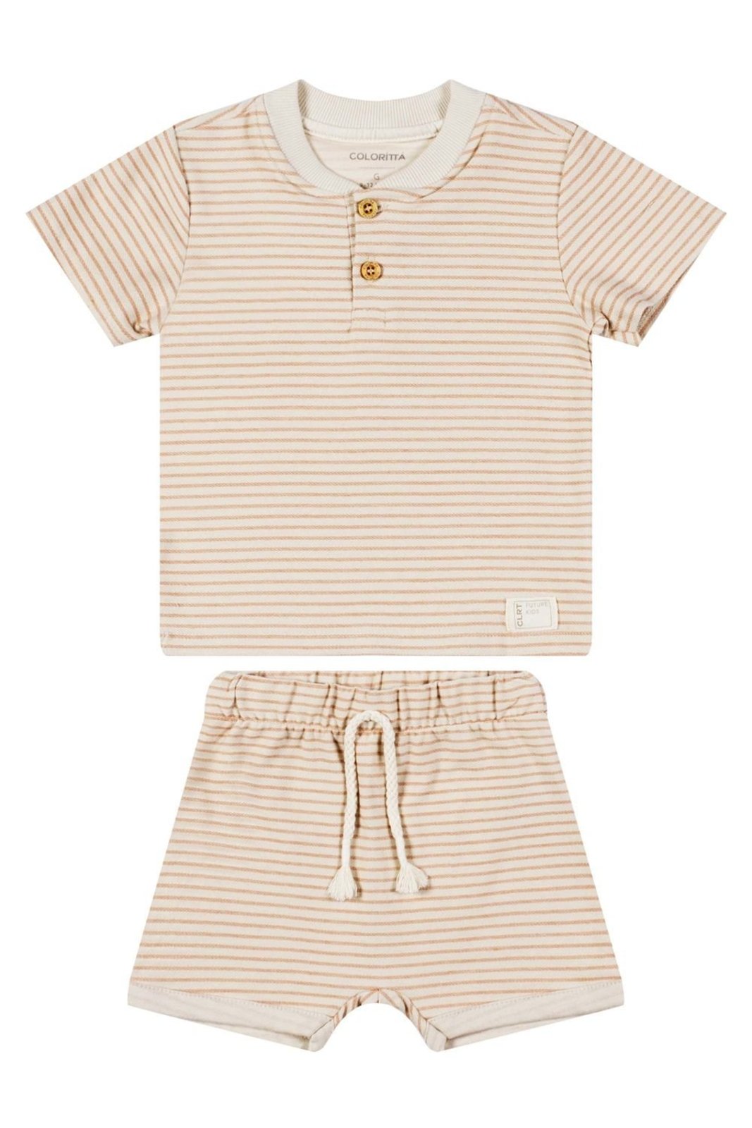 Infantil - Conjunto Menino Molecotton Listrado Colorittá Bege