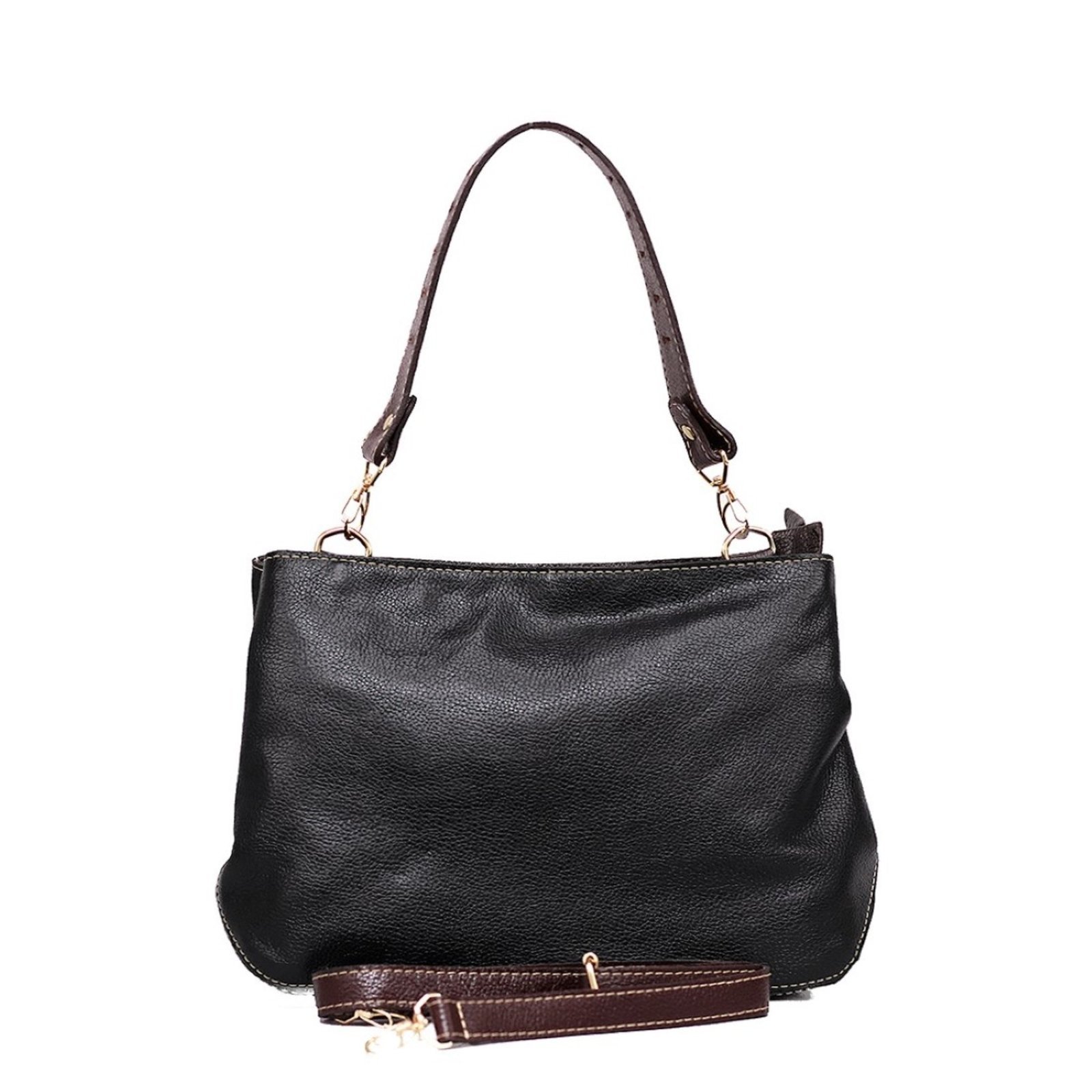 Bolsa SN Couros Mikonos Preto/Marrom