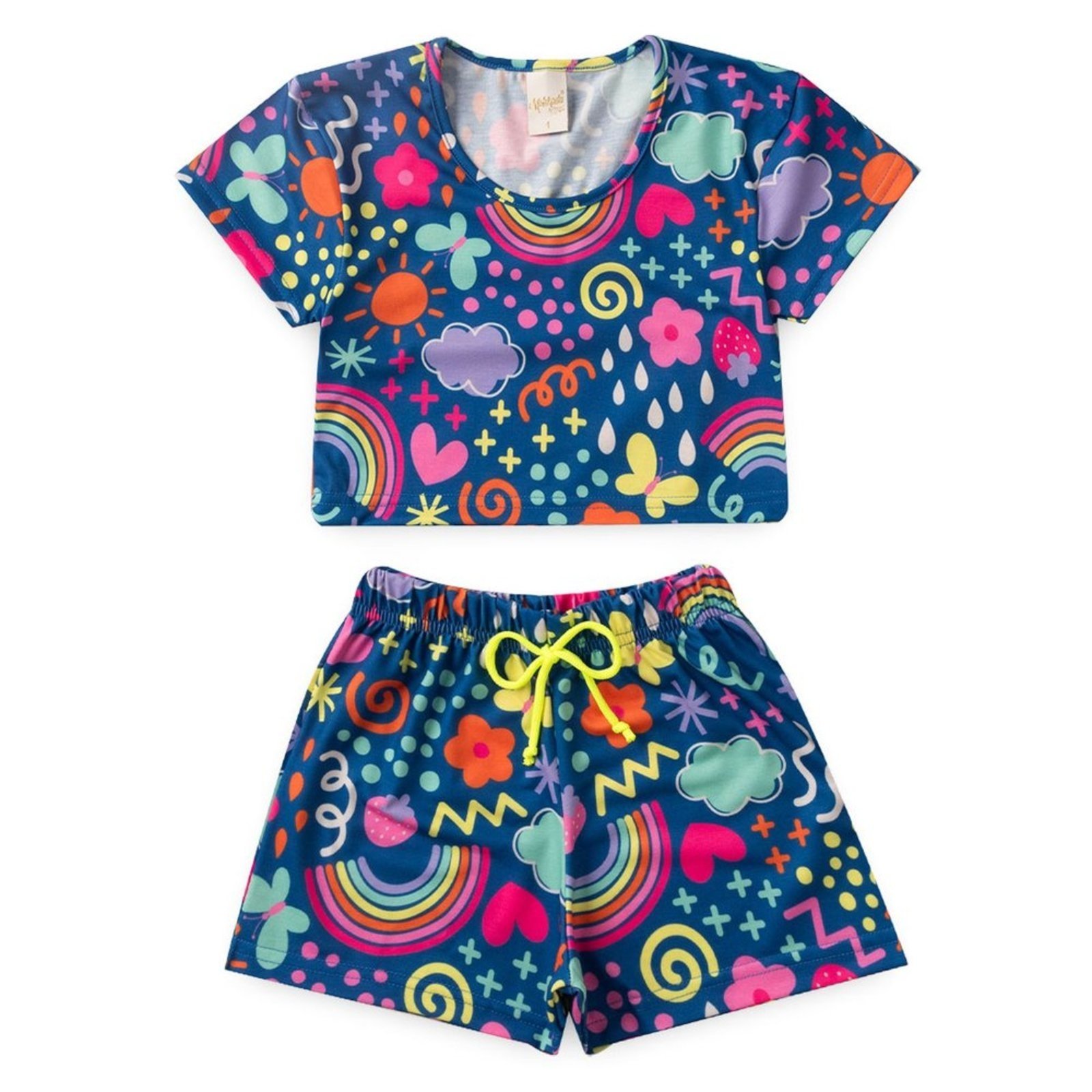 Infantil – Conjunto Curto Cropped e Shorts Coração