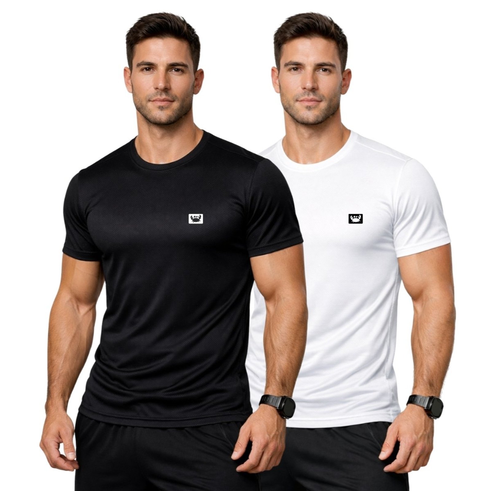 Kit 2 Camisetas Masculinas Dry Fit Esportivas Estampadas Gola Redonda