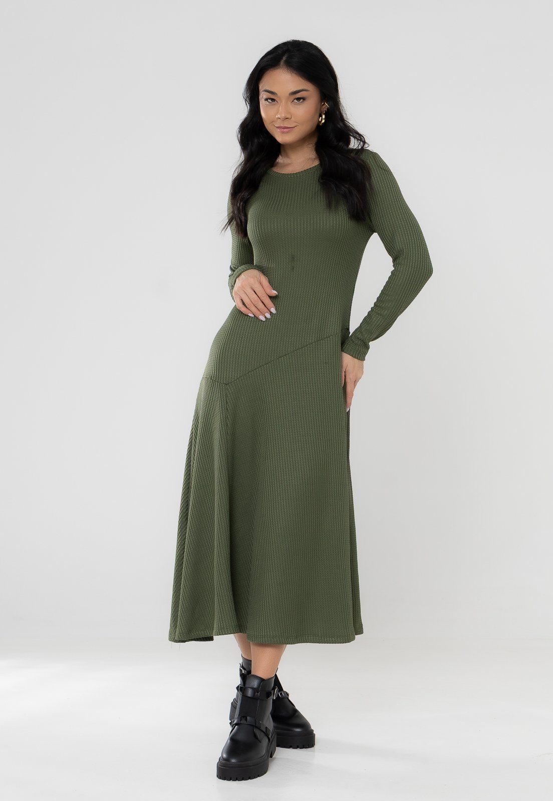 Vestido Aura Vanda Malha Lã Verde