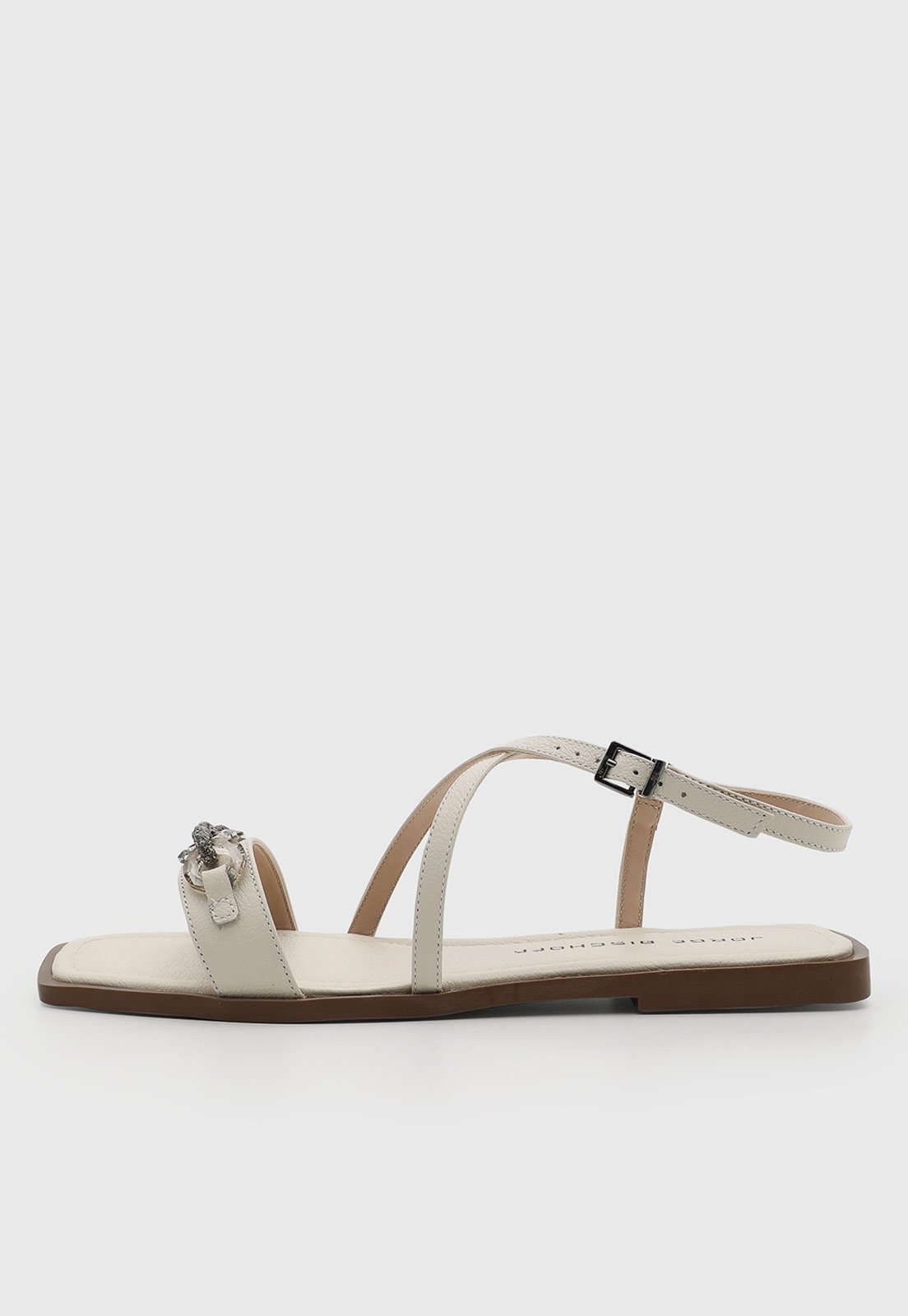Rasteira Feminina Jorge Bischoff Couro Salto Baixo Off-White