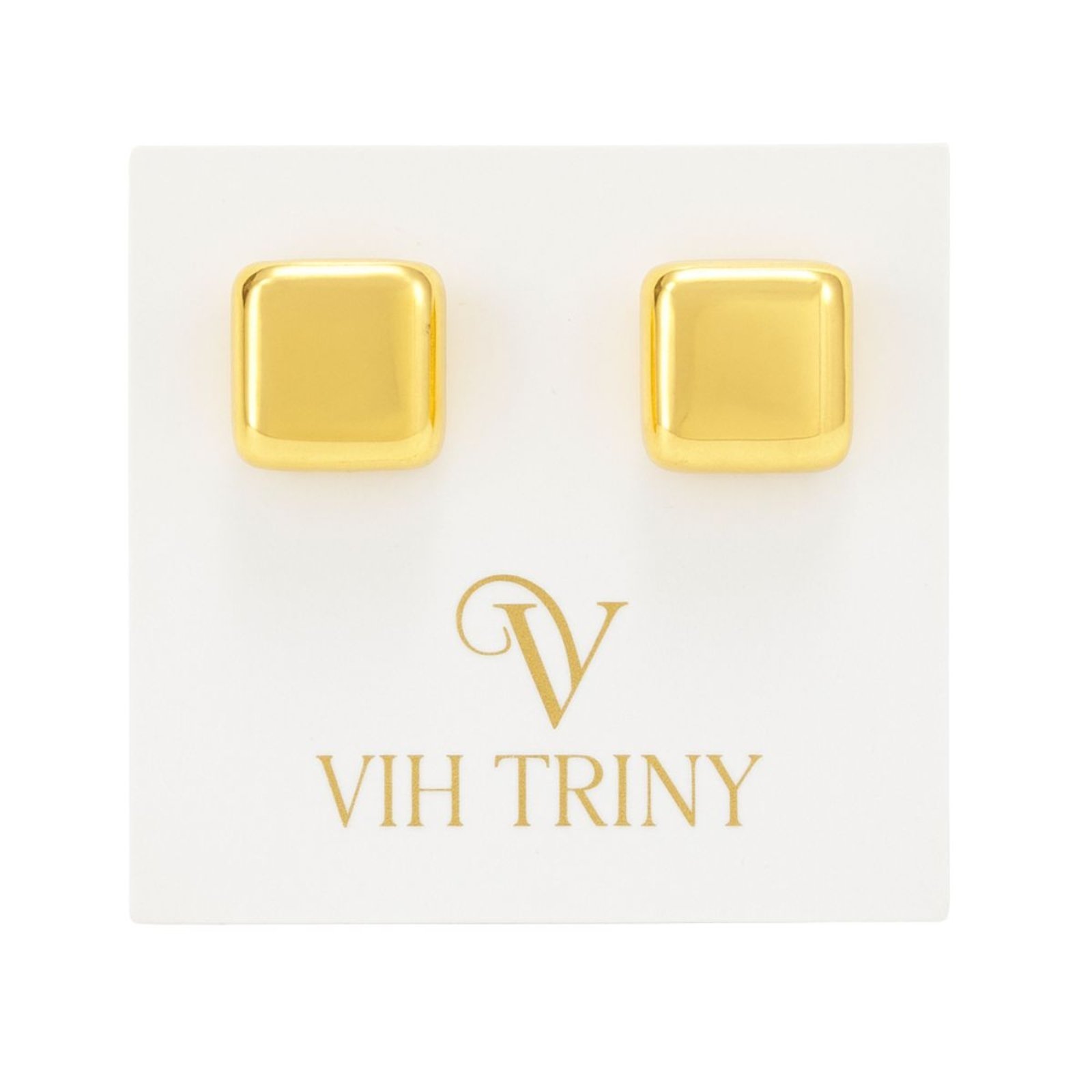 Brinco Vih Triny Quadrado Dourado Banhado a Ouro
