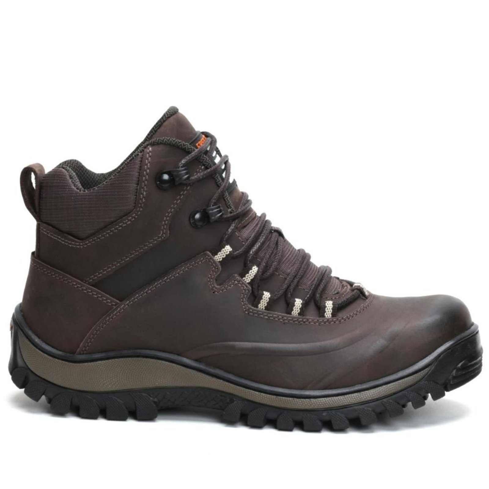 Bota Adventure Couro Masculina Cadarço Cano Médio Café 35 Café