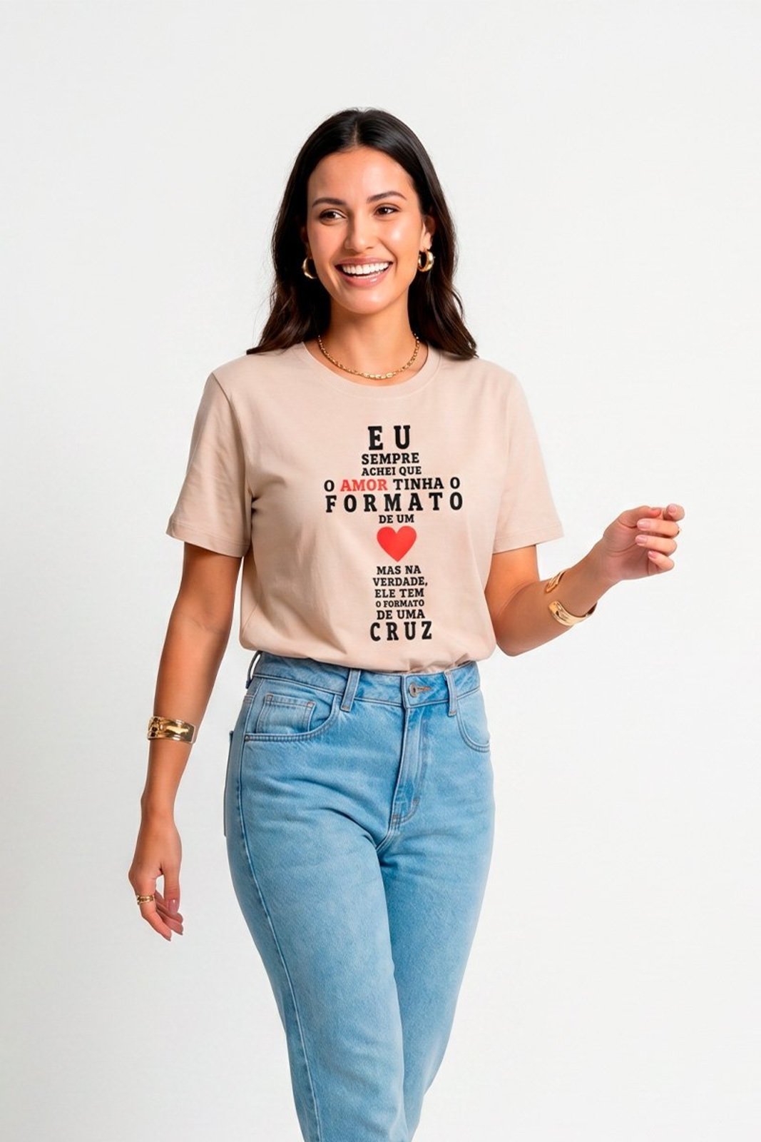 Camiseta Feminina Cianitas Chocolate Estampa Formato Amor