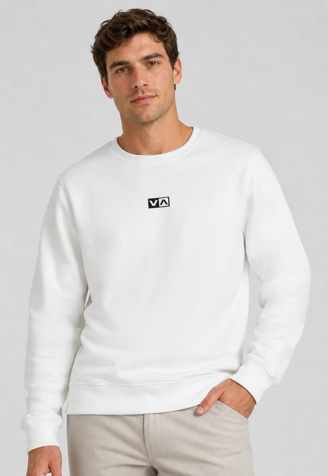 Blusa de Moletom Masculino RVCA Gola Redonda Branco