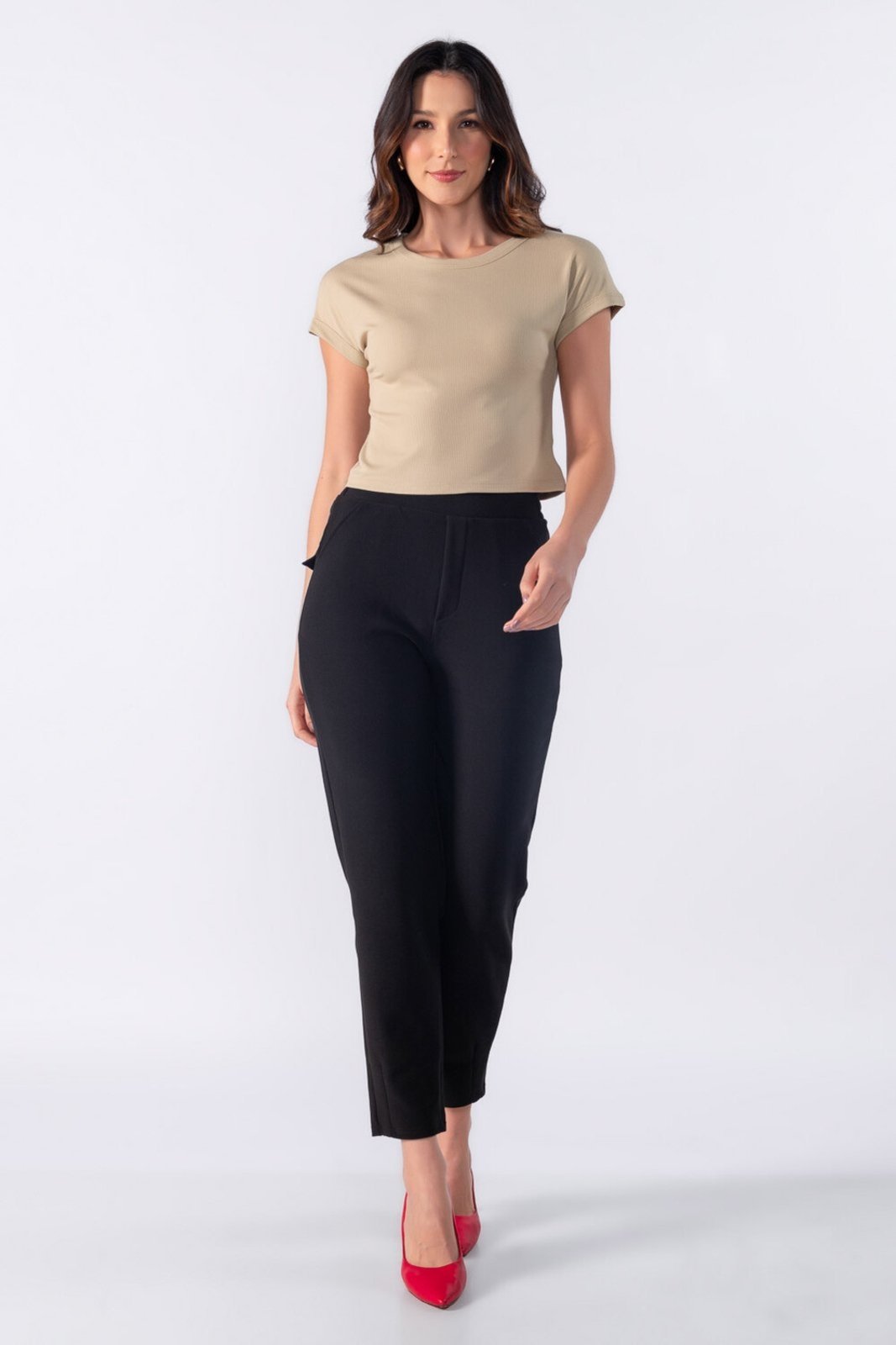Blusa cropped basica canelada Verde
