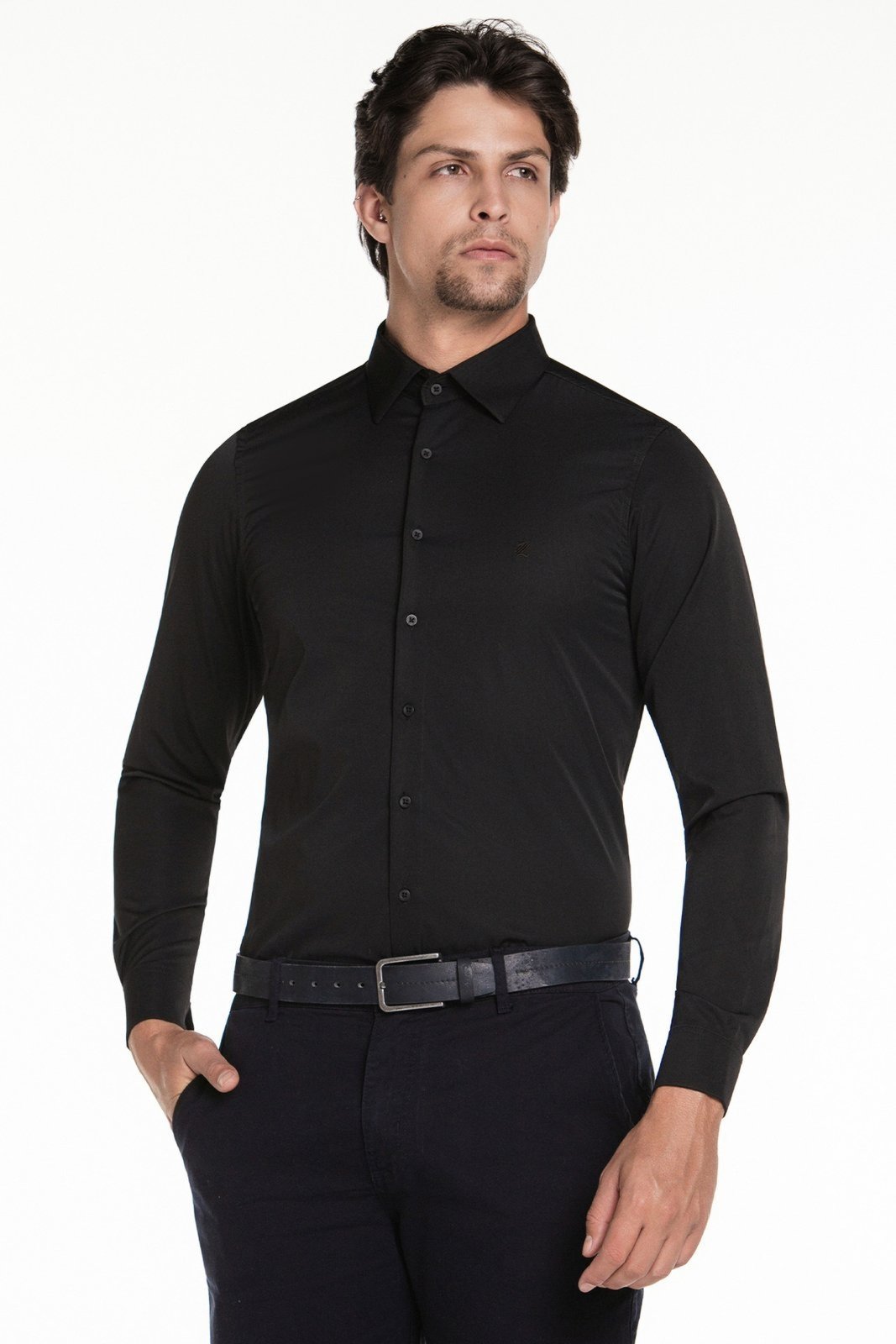 Camisa Tecido Tech Slim Manga Longa Preto – Zaiko