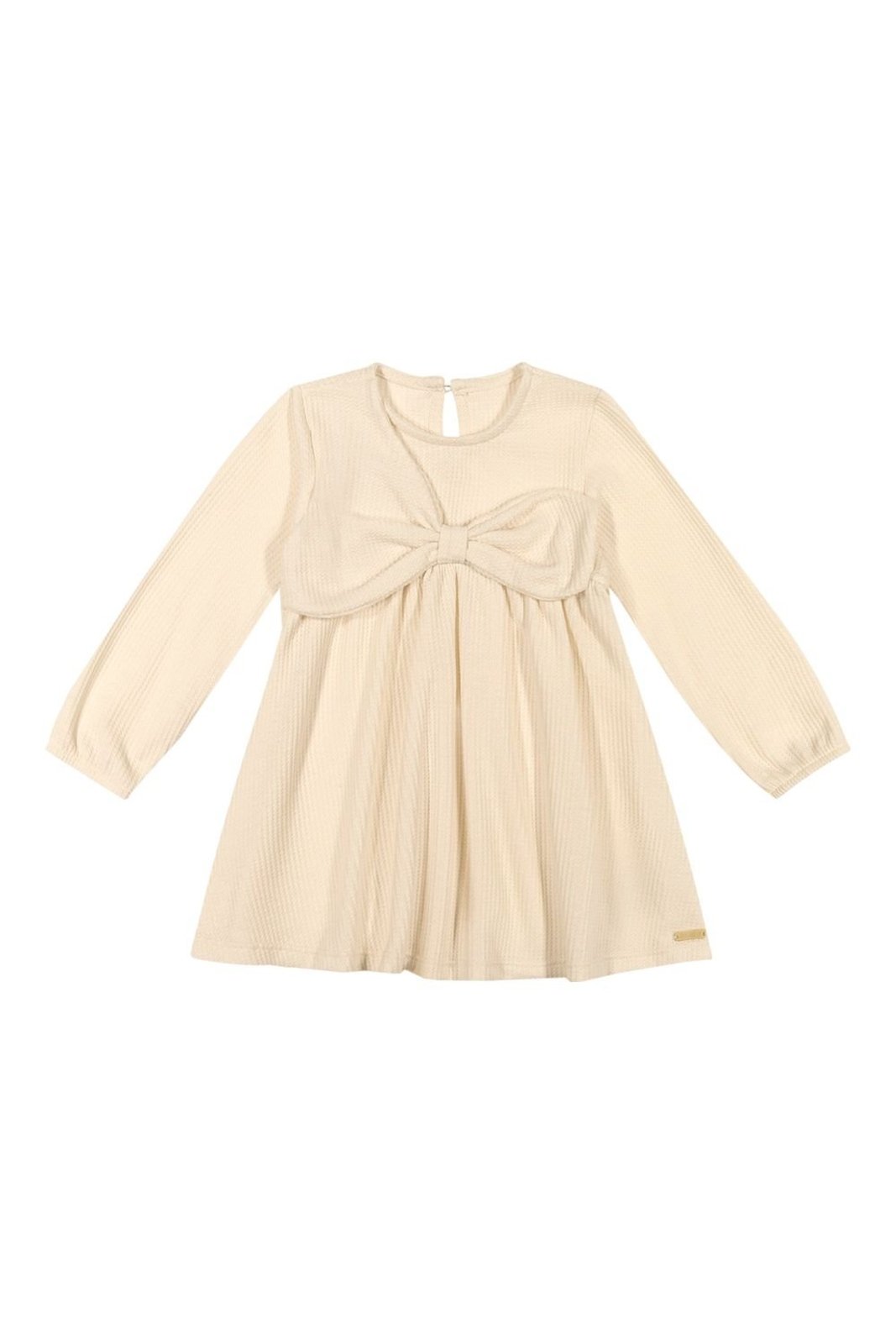 Infantil - Vestido Menina Malha Tricô Laço Colorittá Bege