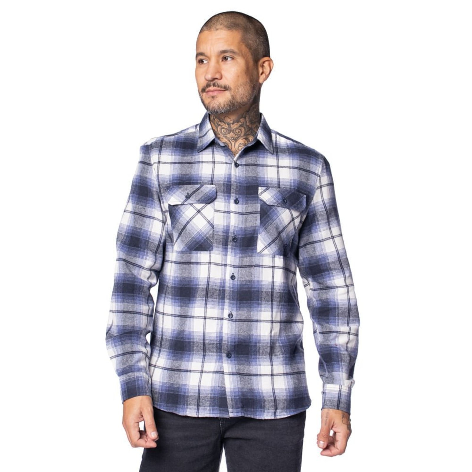 Camisa Masculina Dixie Flanelada Xadrez Marinho