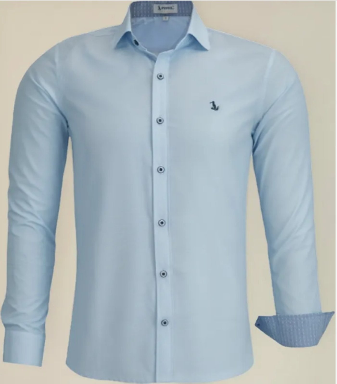 Camisa Social Amil Slim Yondu Misto Macia Fácil de Passar Manga Longa Luxo Azul Camisa Social Amil Slim Yondu Misto Macia Fácil de Passar Manga Longa Luxo Azul