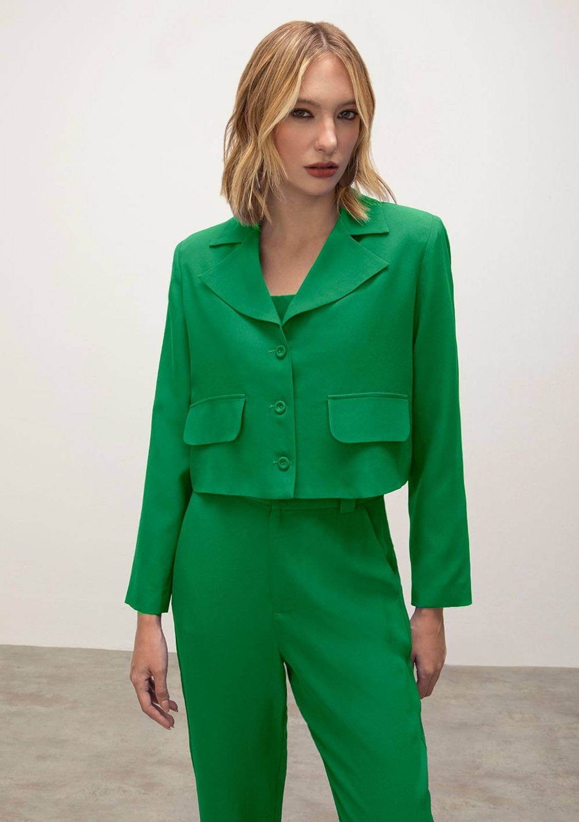 Vista 2 Blazer Iódice Com Lapela Com Botões azul IÓDICE azul
