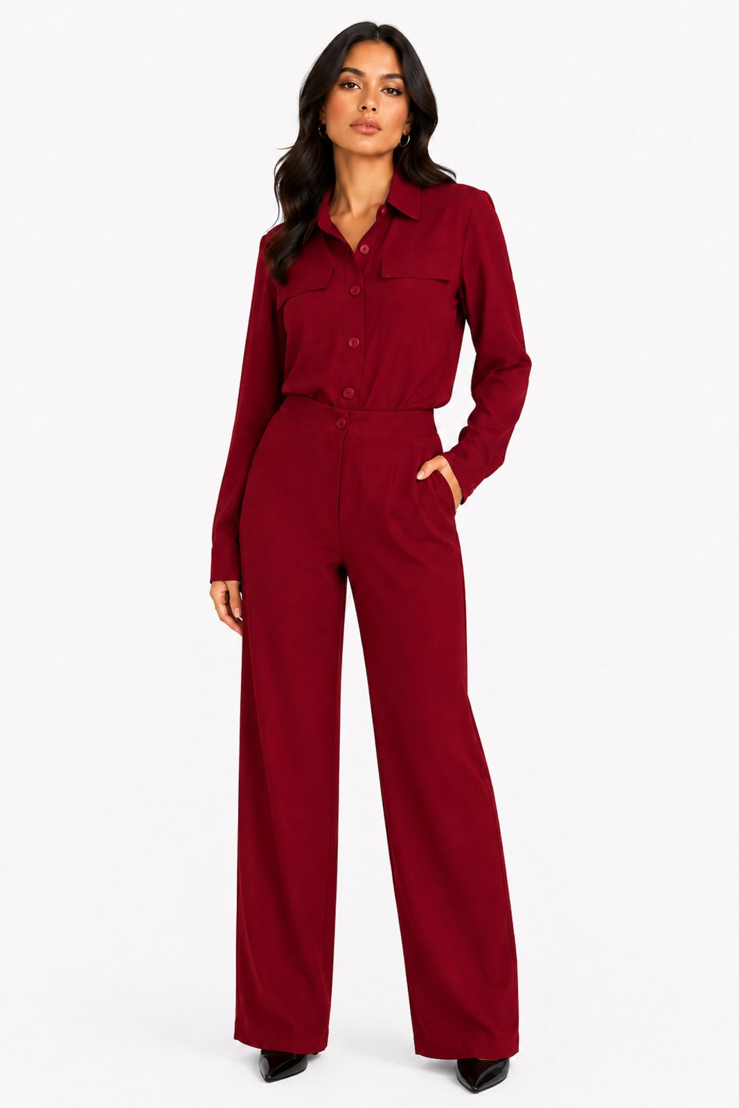Conjunto Social Feminino D Bell Outlet Fashion Alfaiataria Cereja