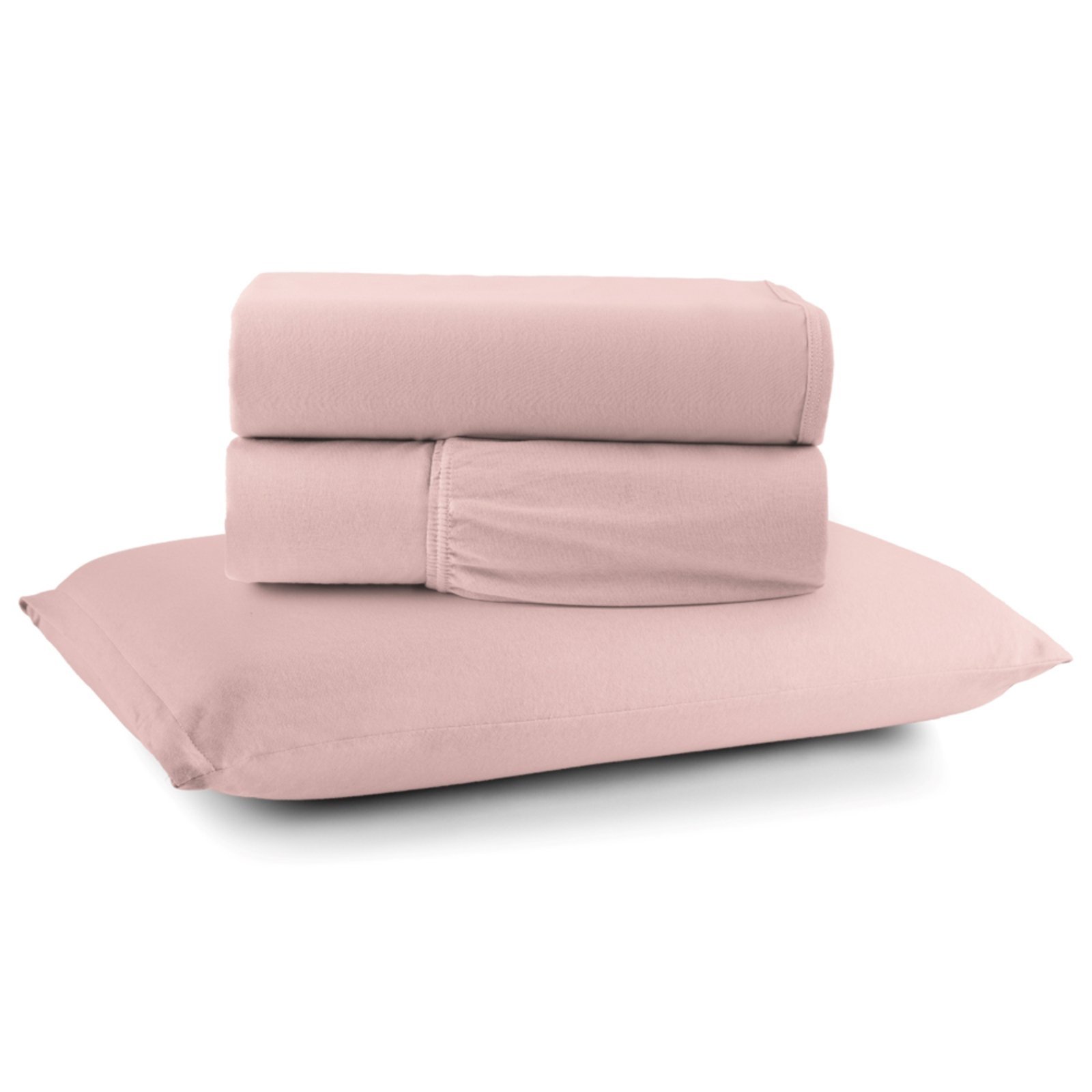 Jogo Cama Lençol Casa Scarpa Sonnet Solteiro Malha Lisa Algodão Macio 3 Peças - Rosê